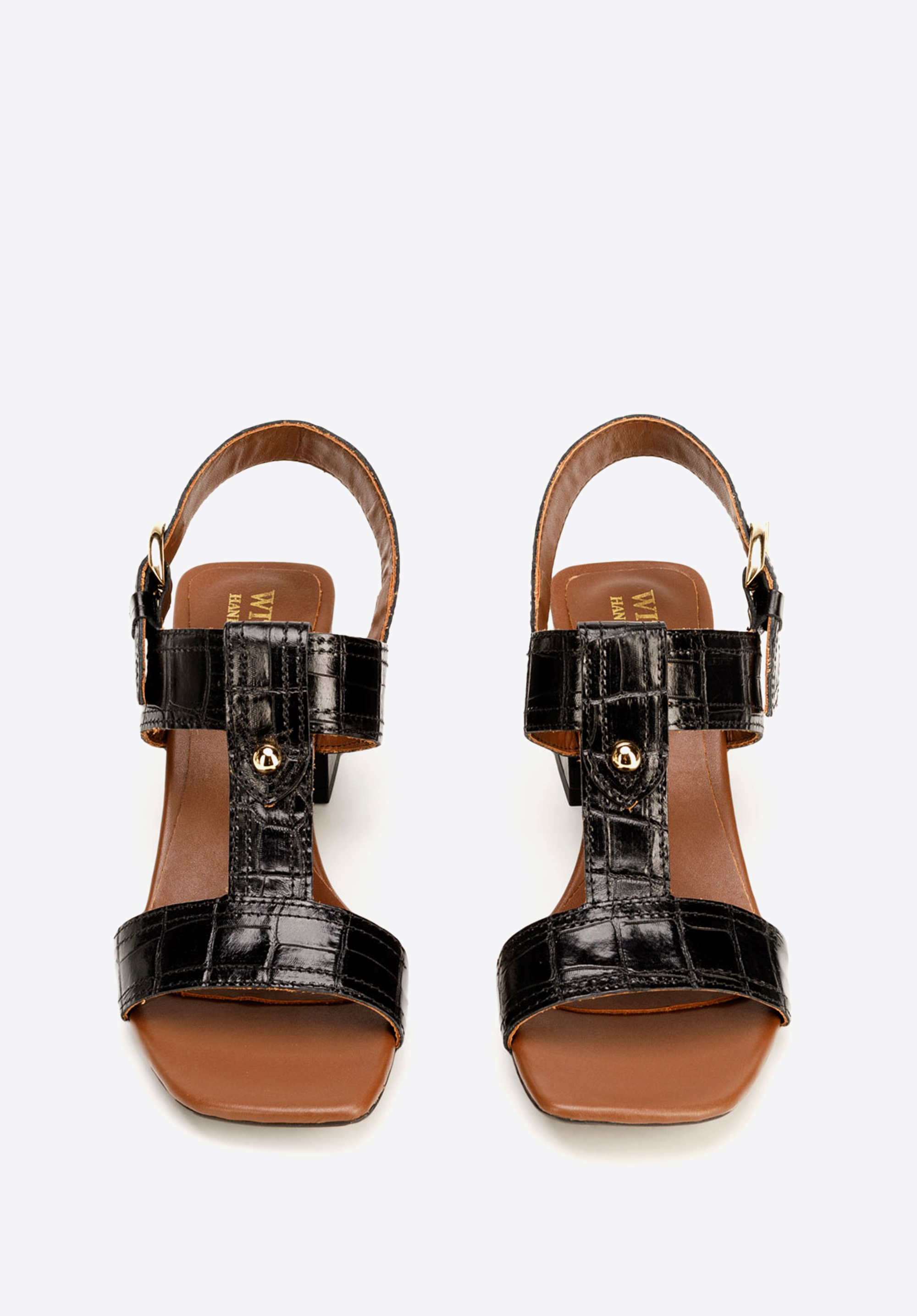Sandały ze skóry croco na słupku