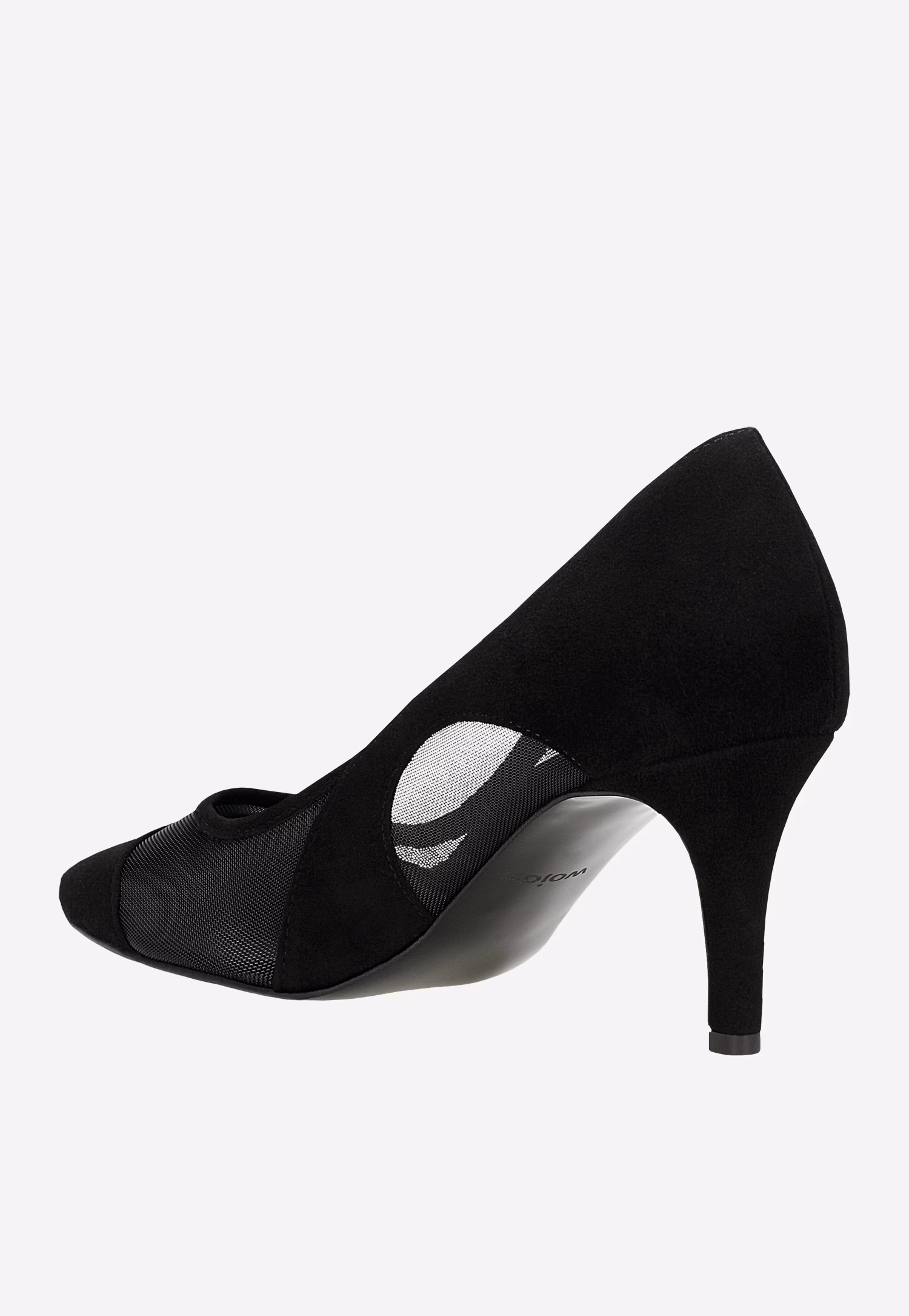 Czarne czółenka z noskiem w szpic z siateczką