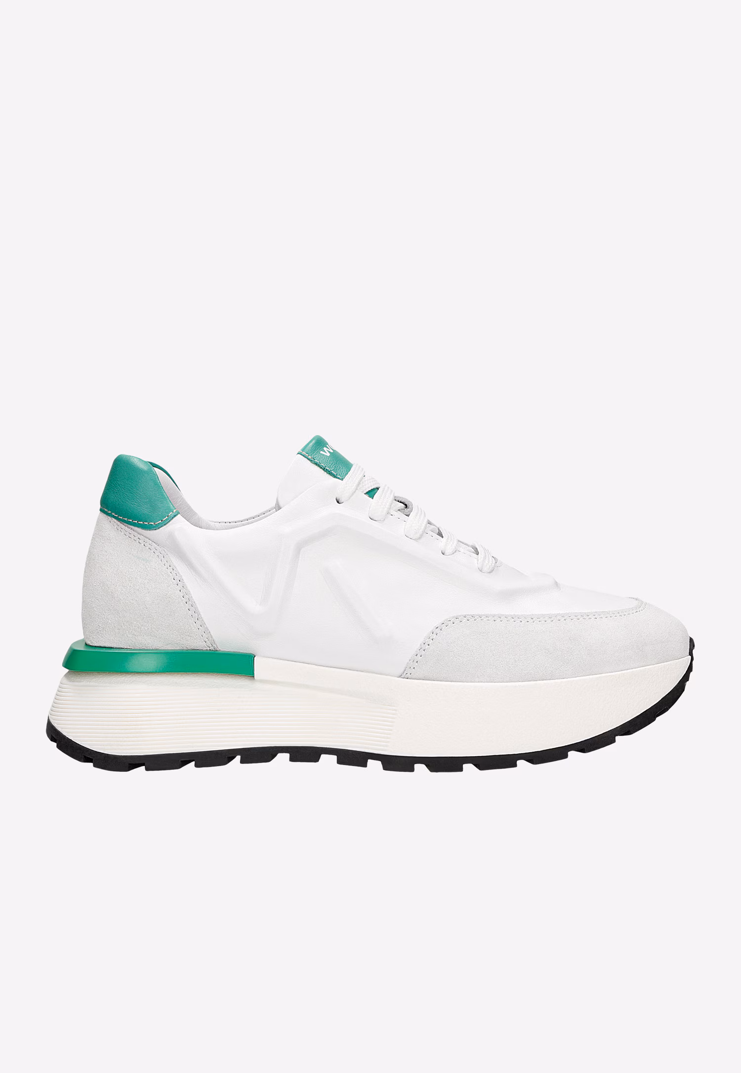 Białe sneakersy damskie z zielonymi akcentami