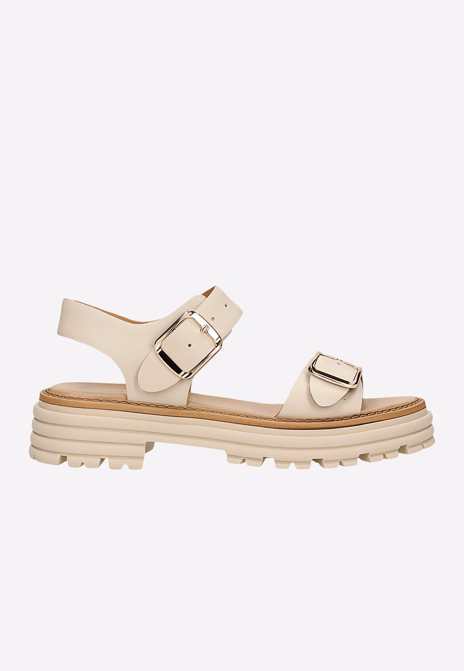 Białe skórzane sandały damskie na wysokiej podeszwie