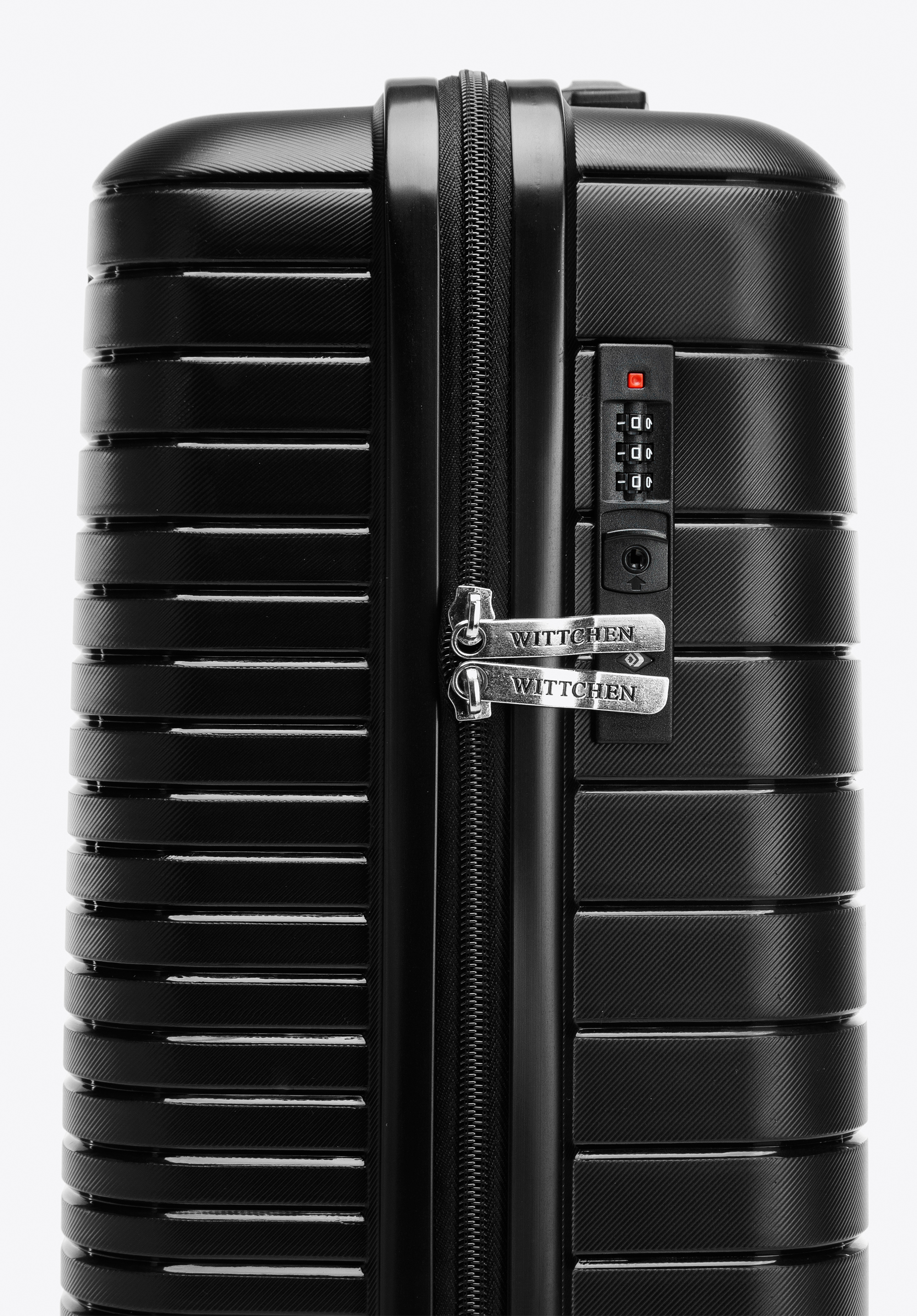 Walizka kabinowa z polipropylenu z błyszczącymi paskami