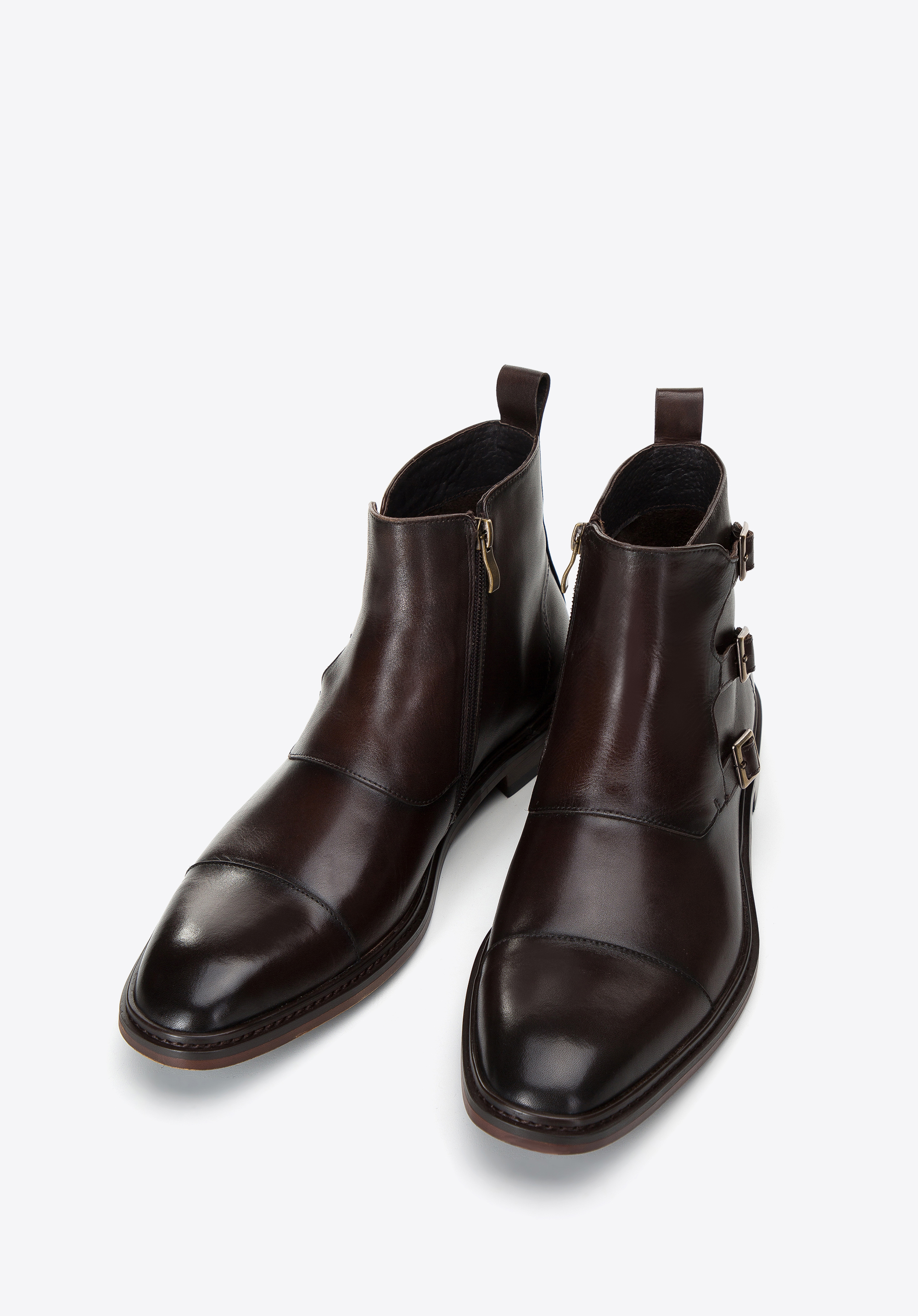 Męskie trzewiki skórzane z klamrami