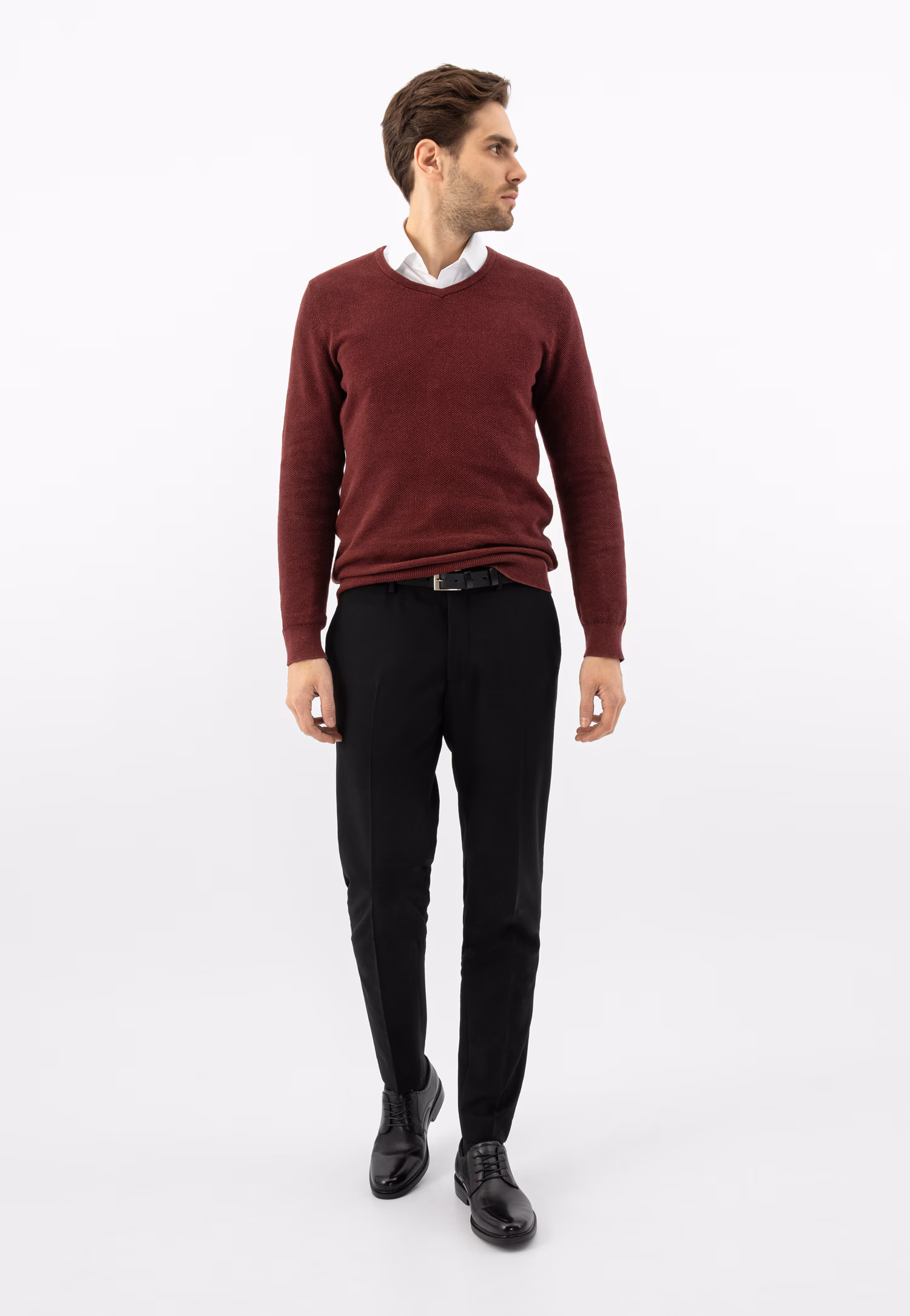 Czarne wizytowe półbuty męskie ze skóry licowej