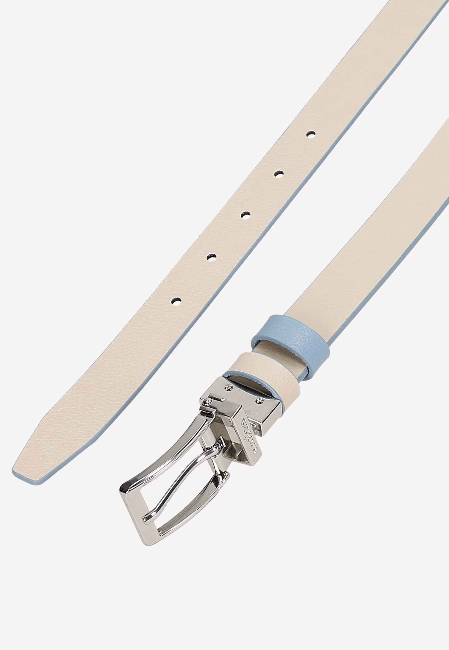 Dwustronny brązowy pasek damski ze skóry licowej ze złotą klamrą