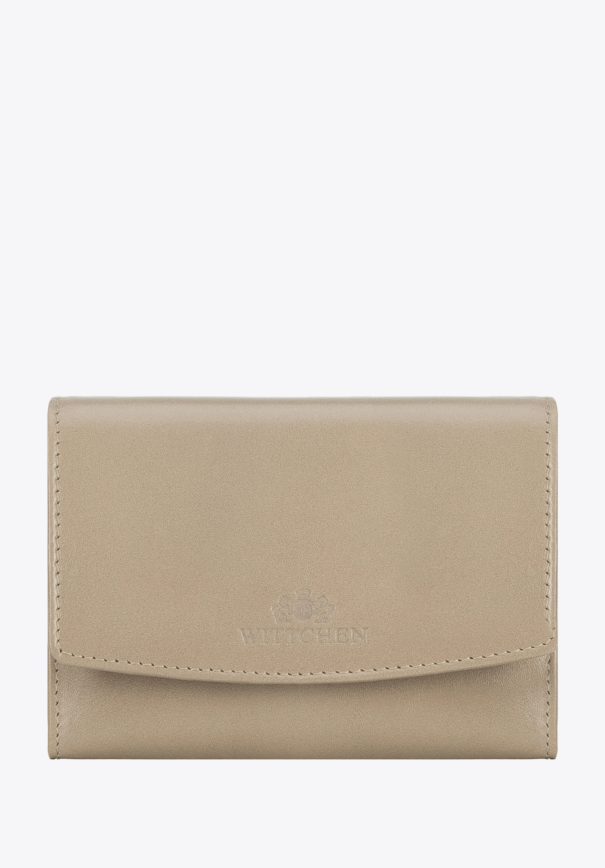 Damski portfel z gładkiej skóry na zatrzask średni