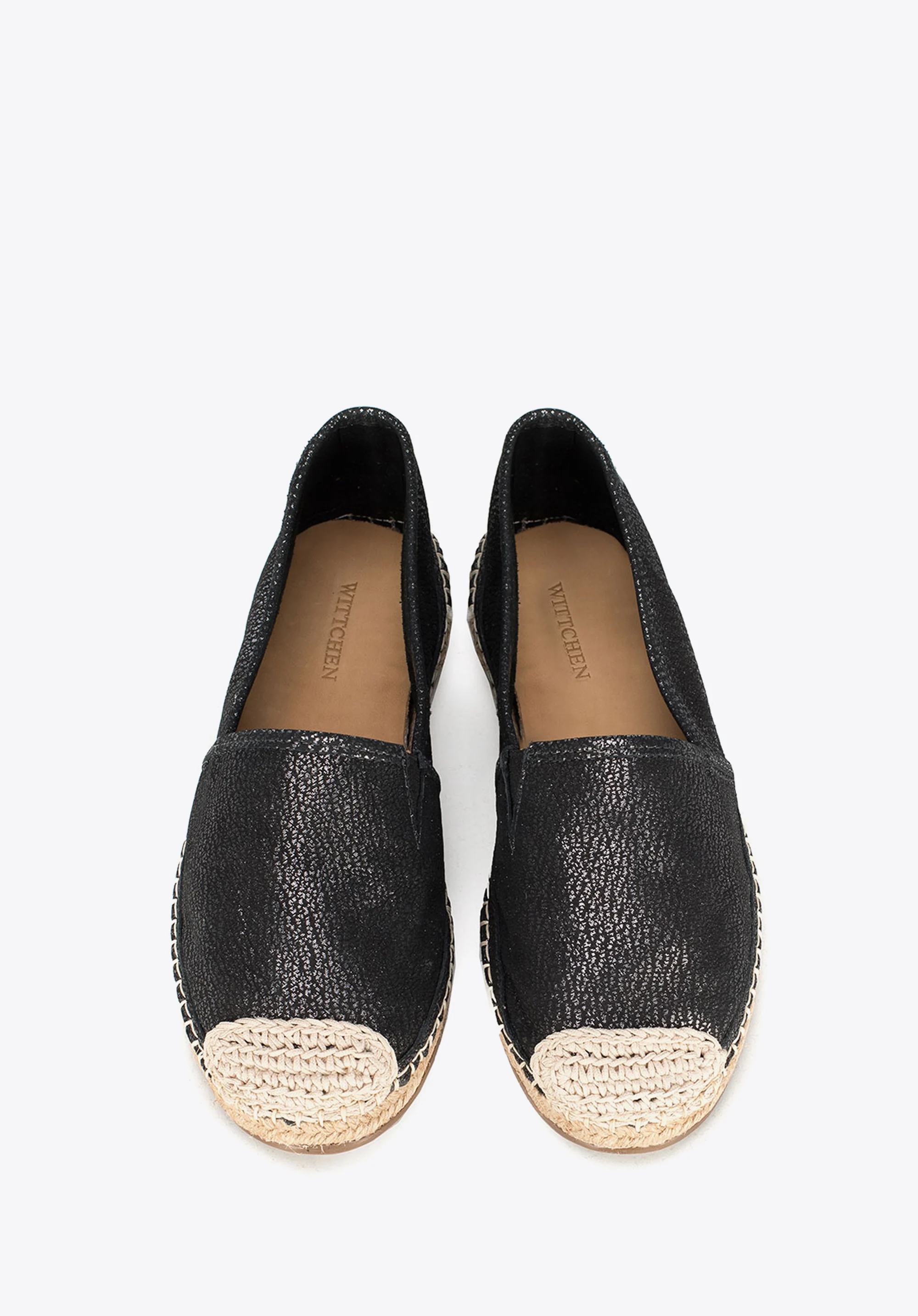 Damskie espadryle z połyskliwego nubuku