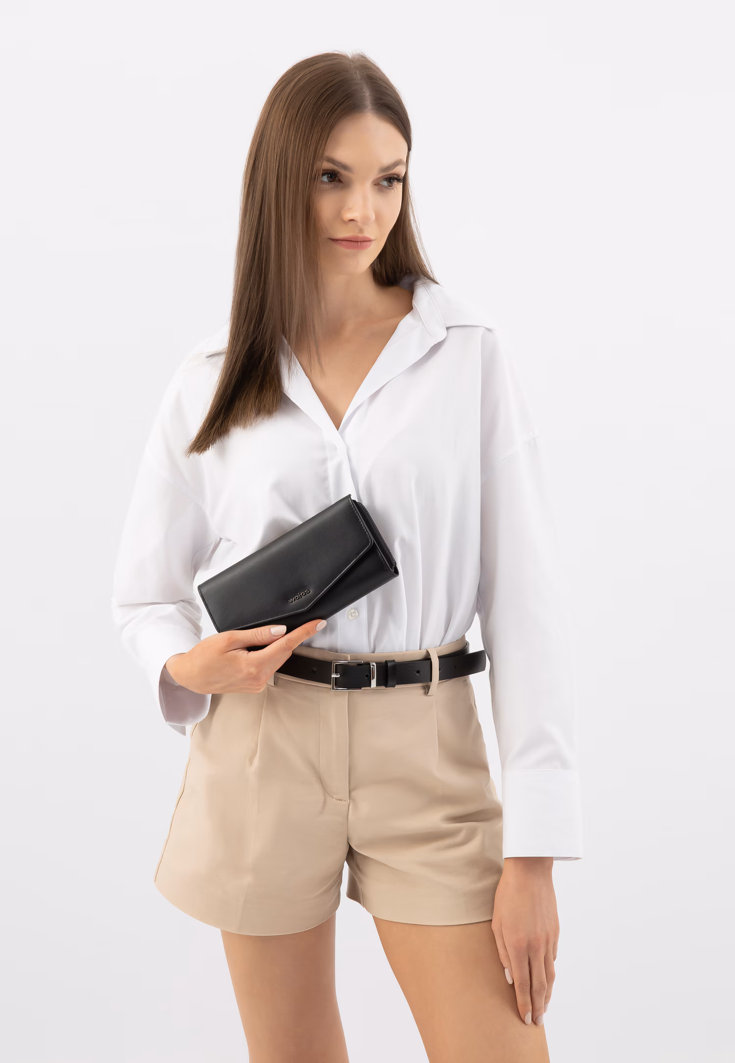 Duży skórzany portfel damski w kolorze czarnym