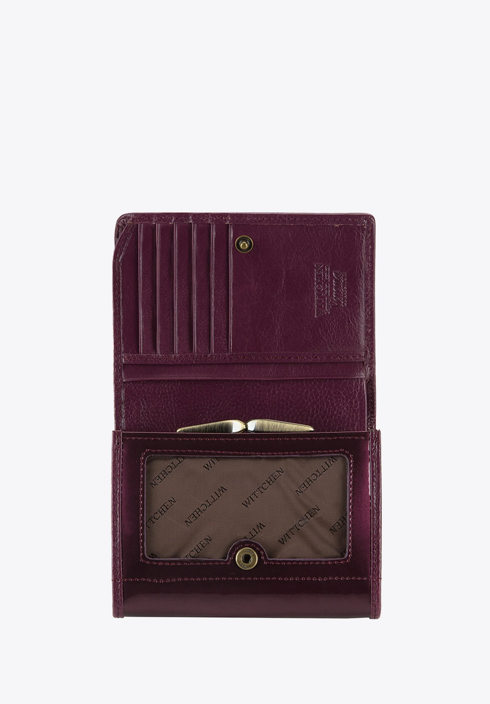 Damski portfel ze skóry lakierowany średni