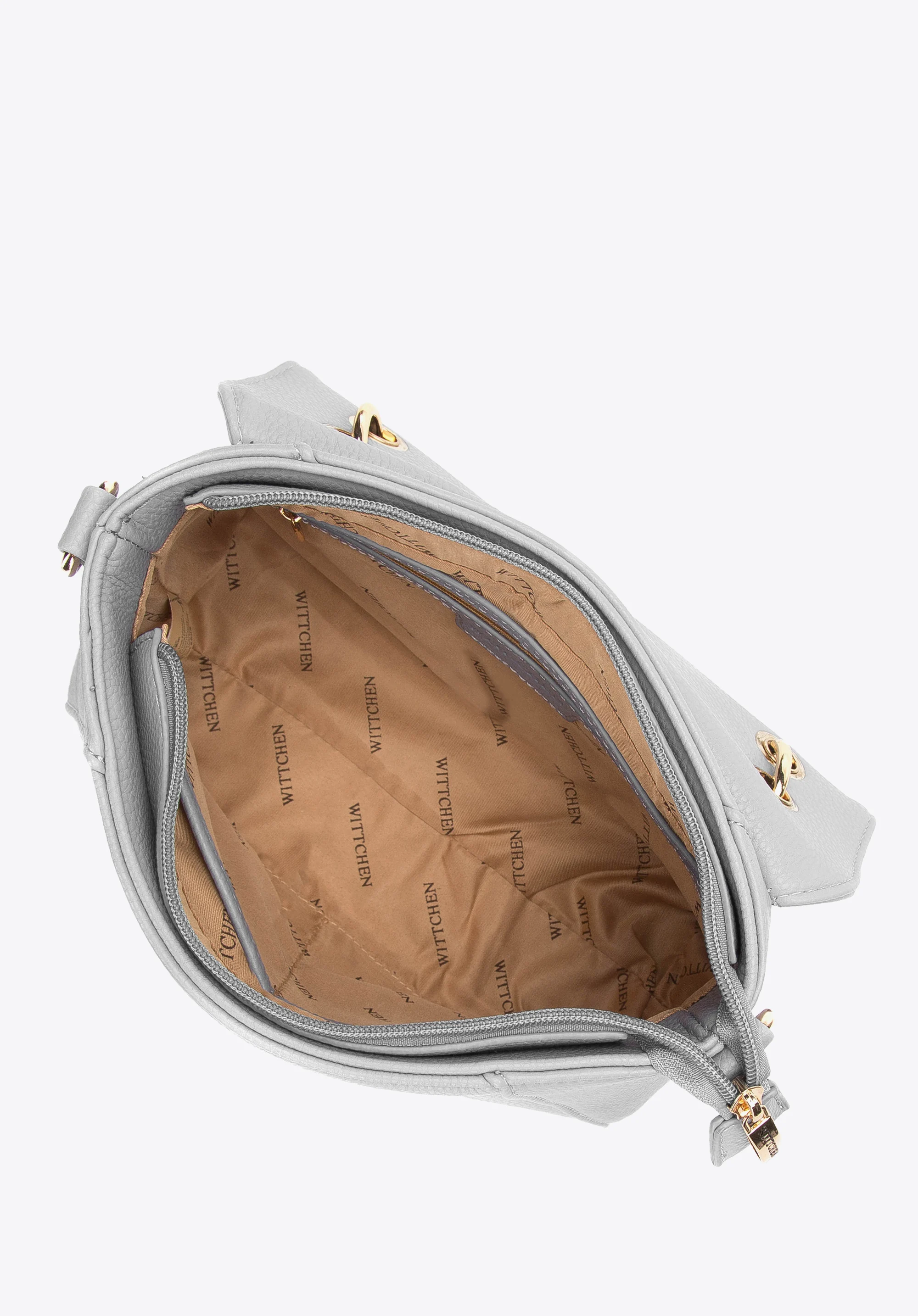 Torebka kuferek z ekoskóry z plecioną rączką