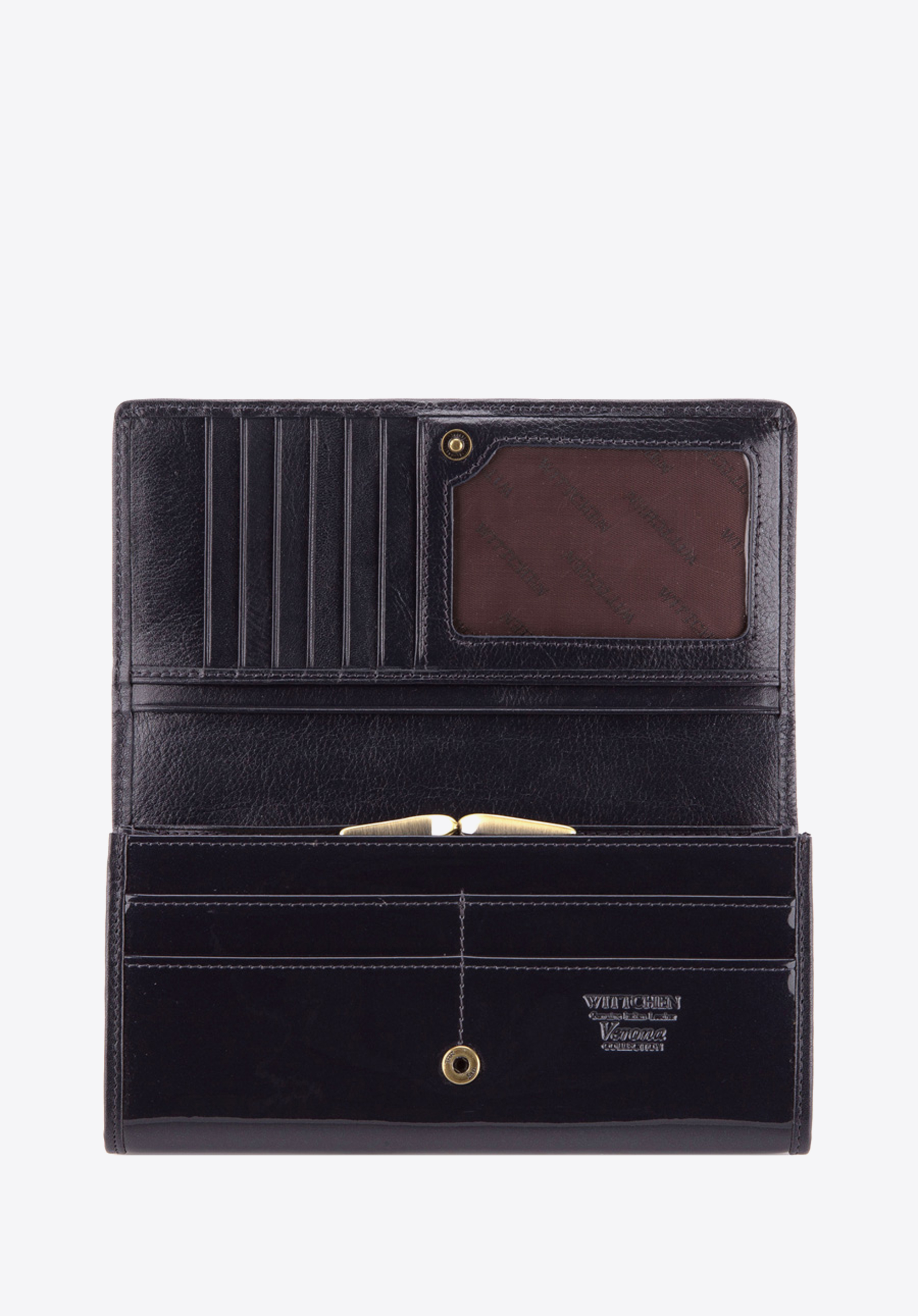 Damski portfel ze skóry lakierowany poziomy