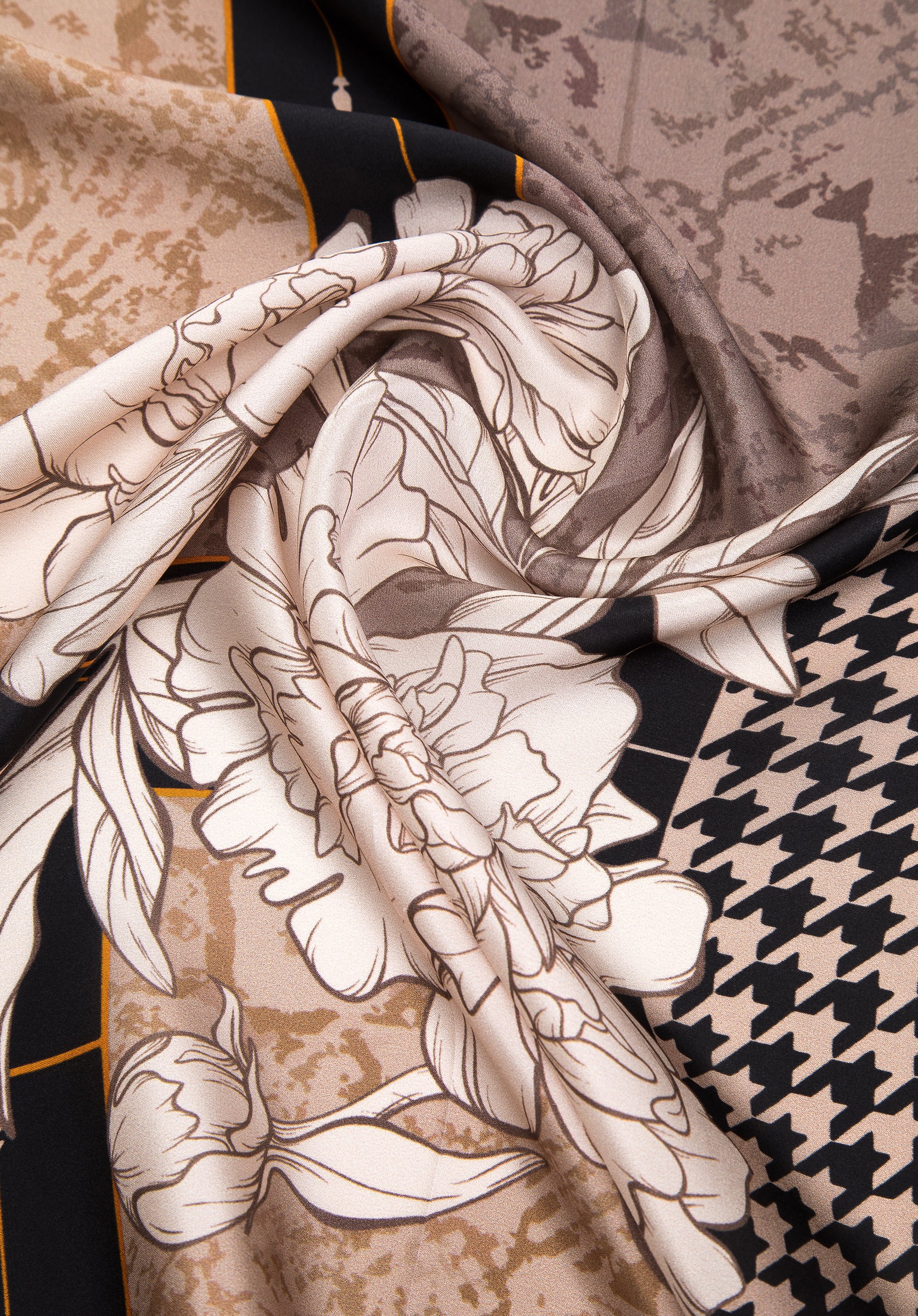 Damska chusta jedwabna we wzory duża