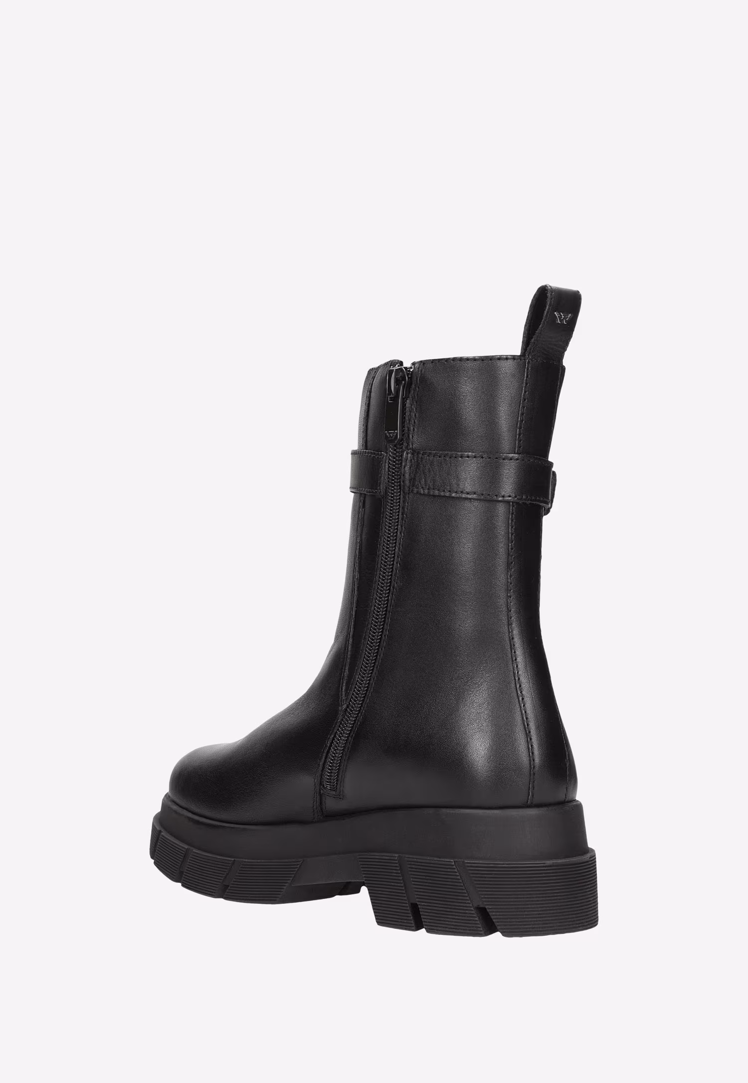 Czarne skórzane botki damskie z ozdobną klamerką