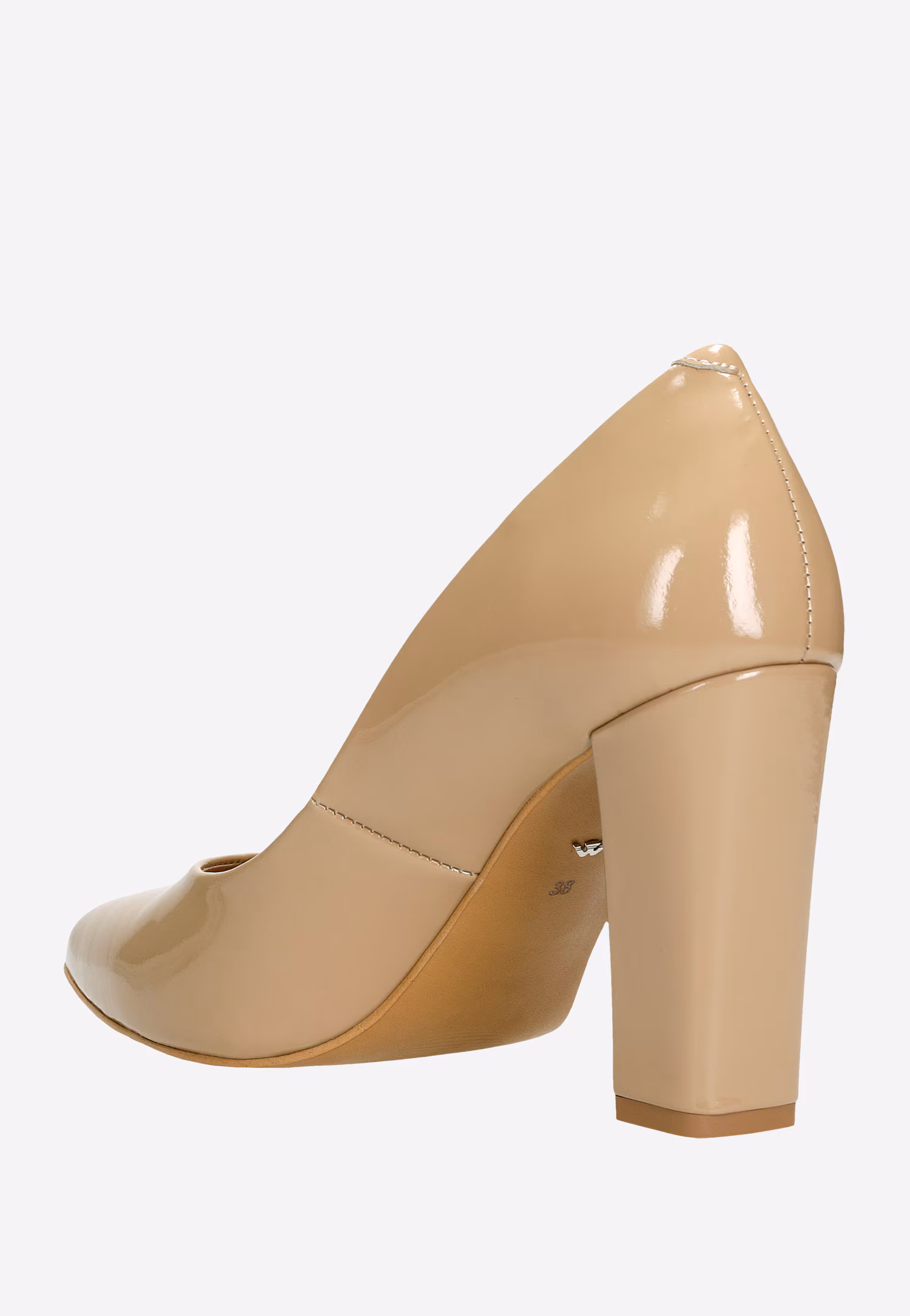 Beżowe eleganckie czółenka damskie z lakierowanej skóry