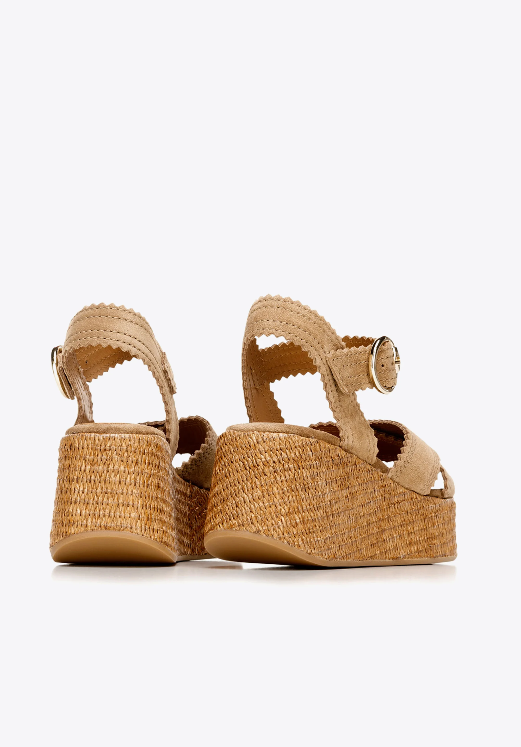 Sandały espadryle zamszowe na platformie