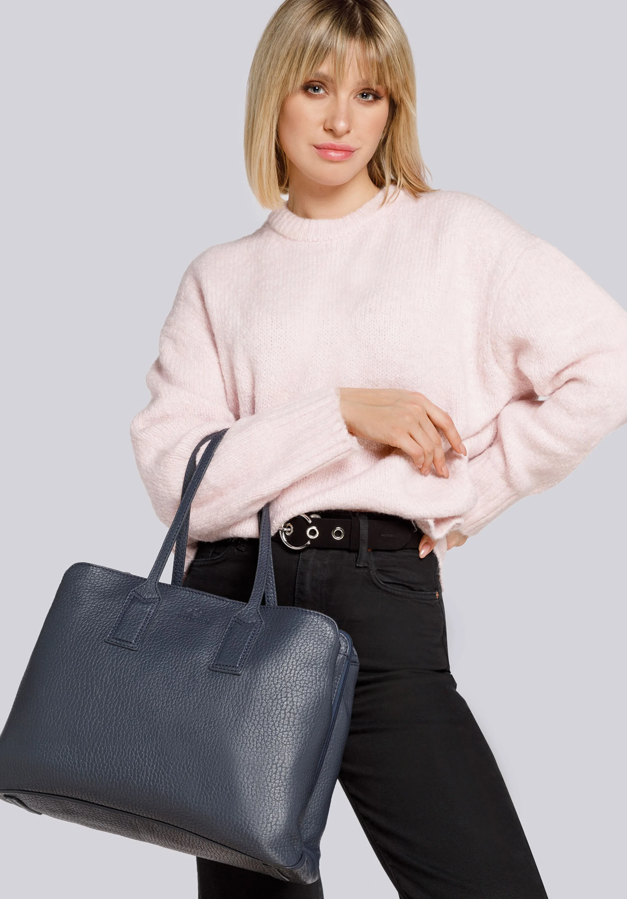 Damska torba na laptopa 13”/14” ze skóry groszkowej