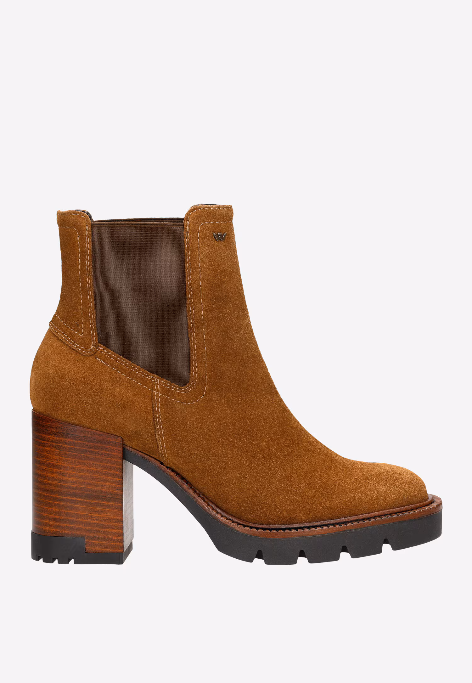 Brązowe botki damskie sztyblety na słupku