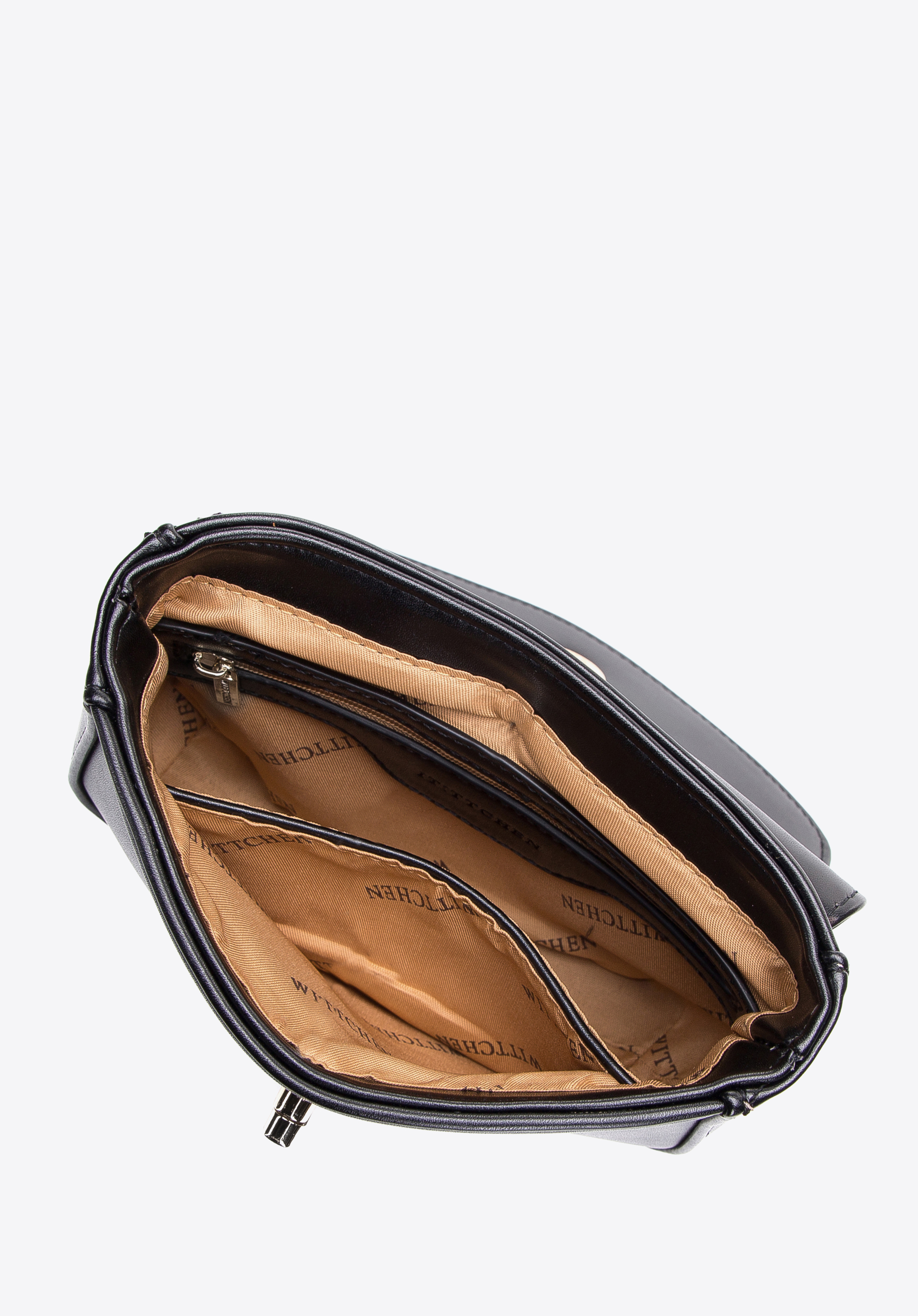 Damska listonoszka z obszytą klapą na łańcuszku mała