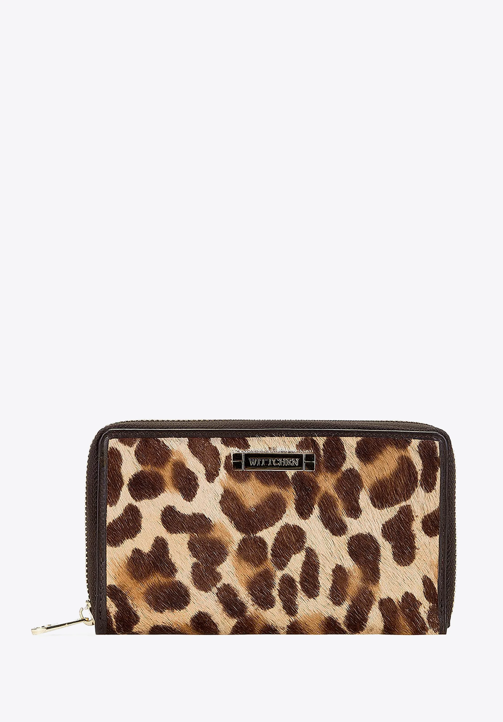 Damski portfel ze skóry z włosiem