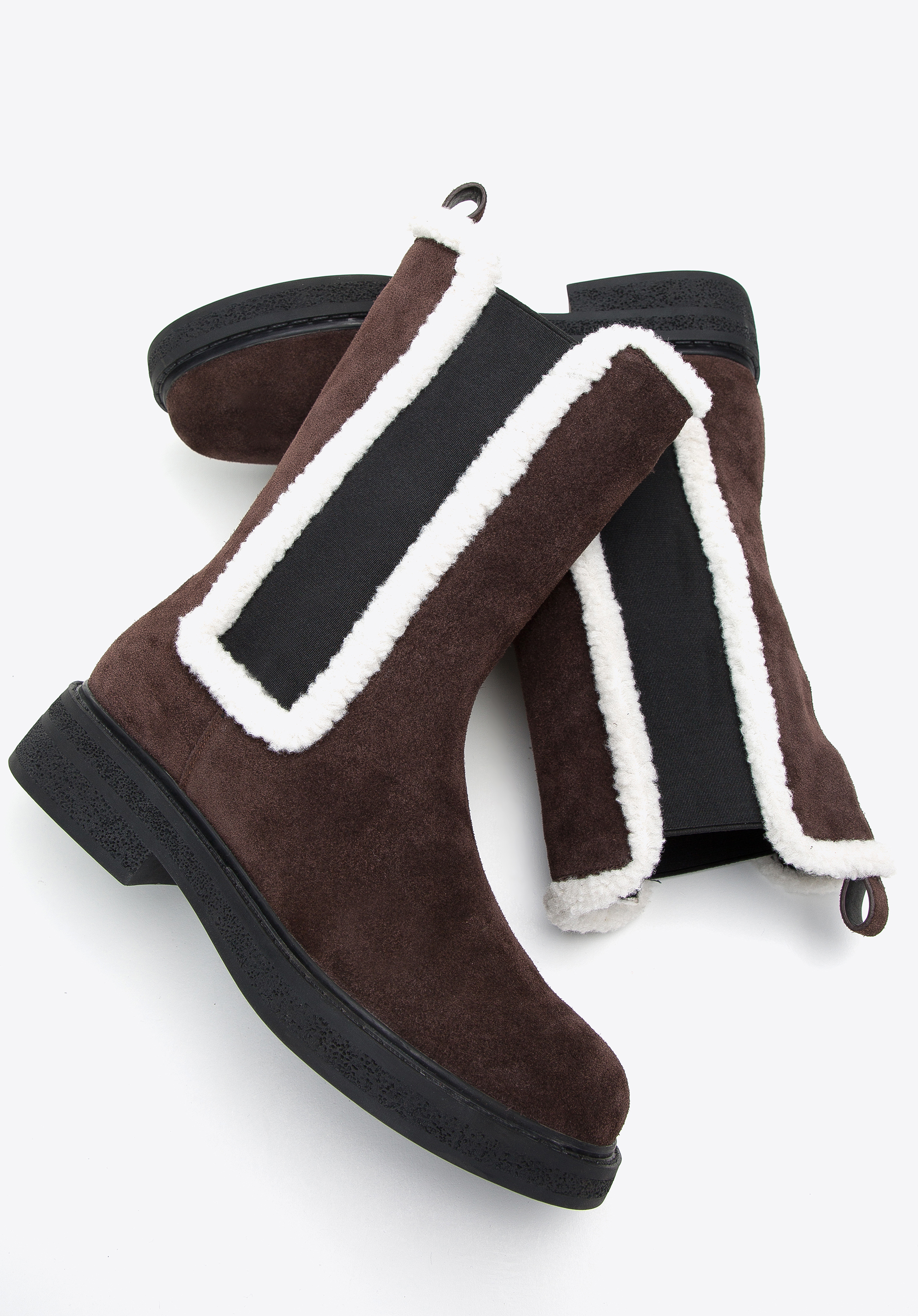 Damskie sztyblety zamszowe ze sztucznym kożuszkiem