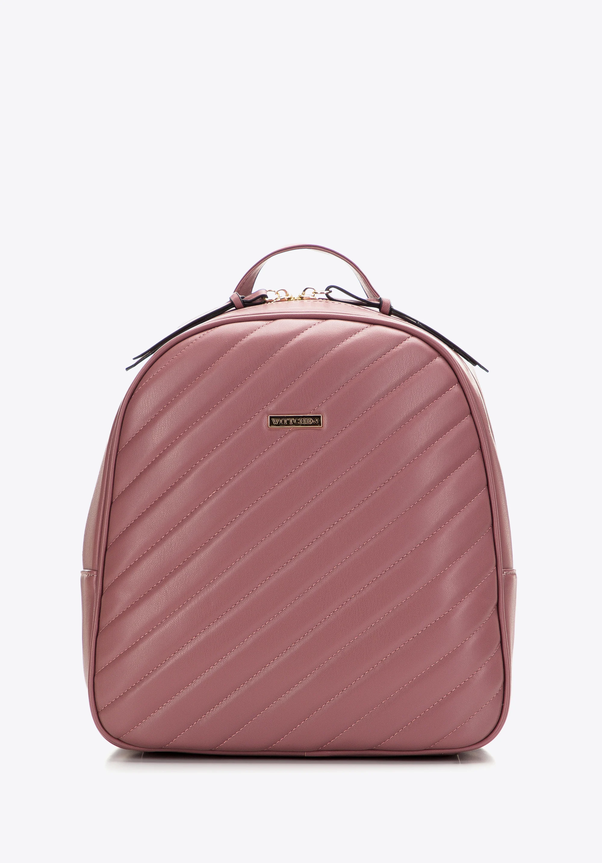 Damski plecak z ukośnie pikowanej skóry ekologicznej