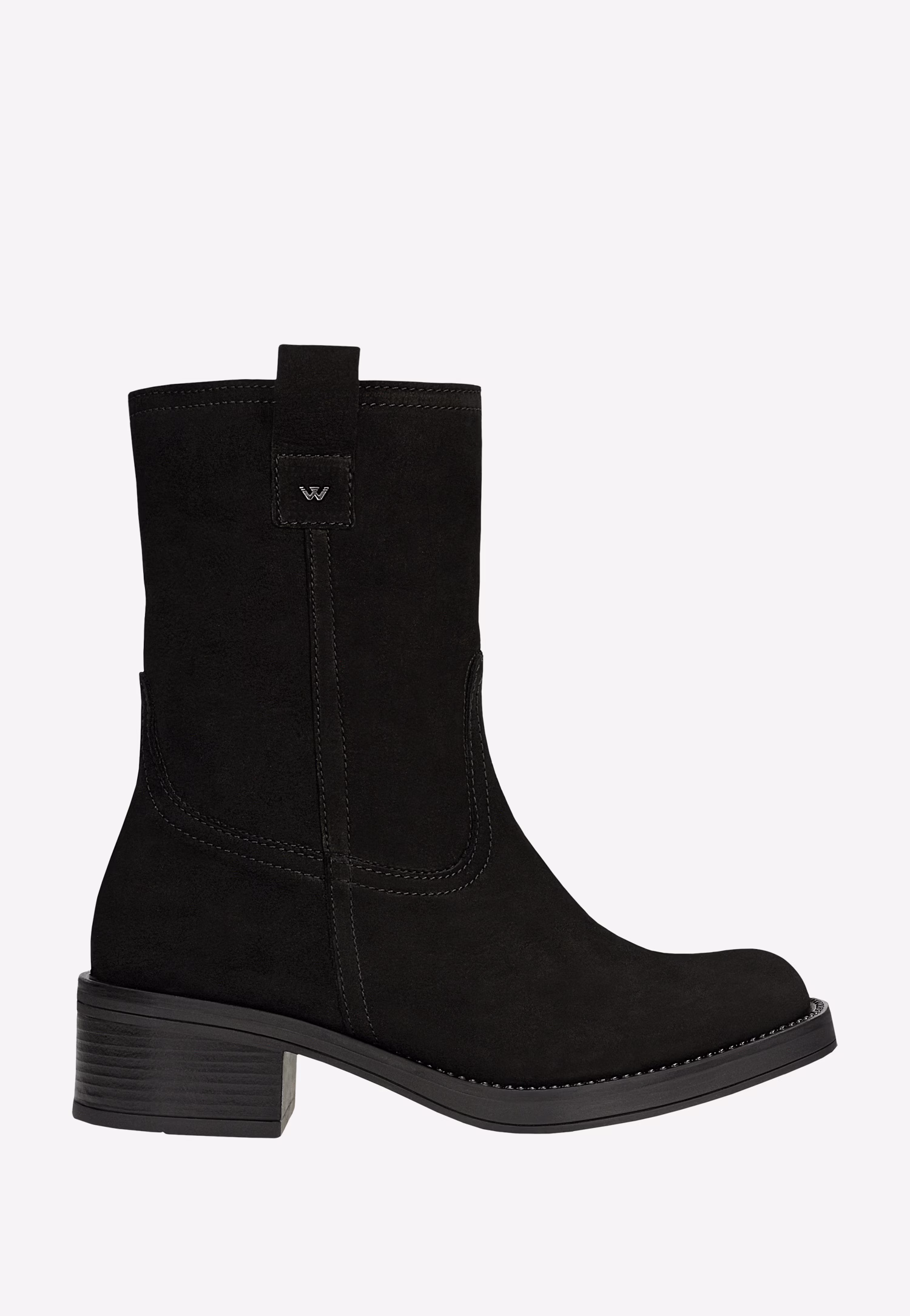 Czarne wsuwane botki damskie z nubuku