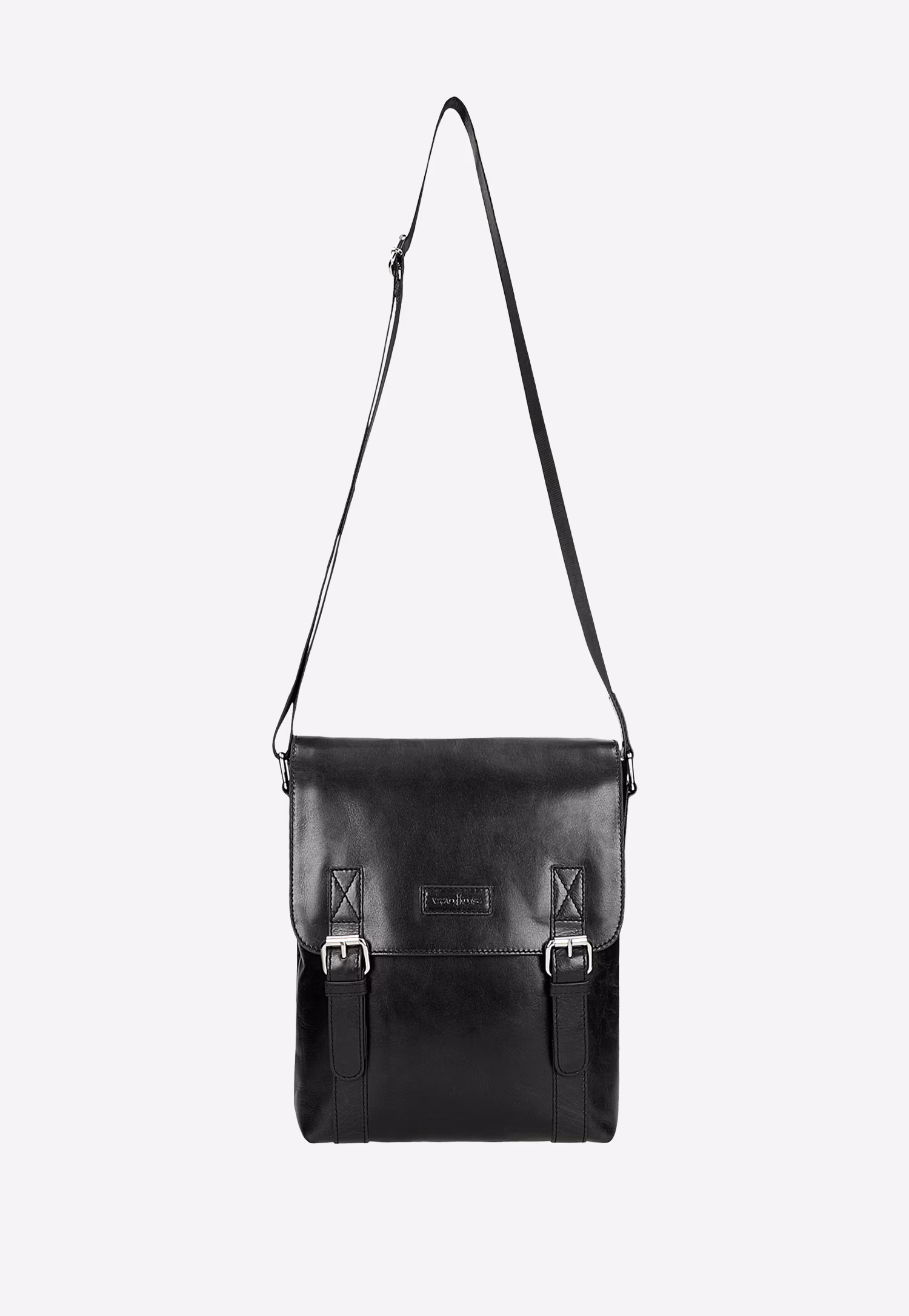 Mała czarna torba męska ze skóry licowej