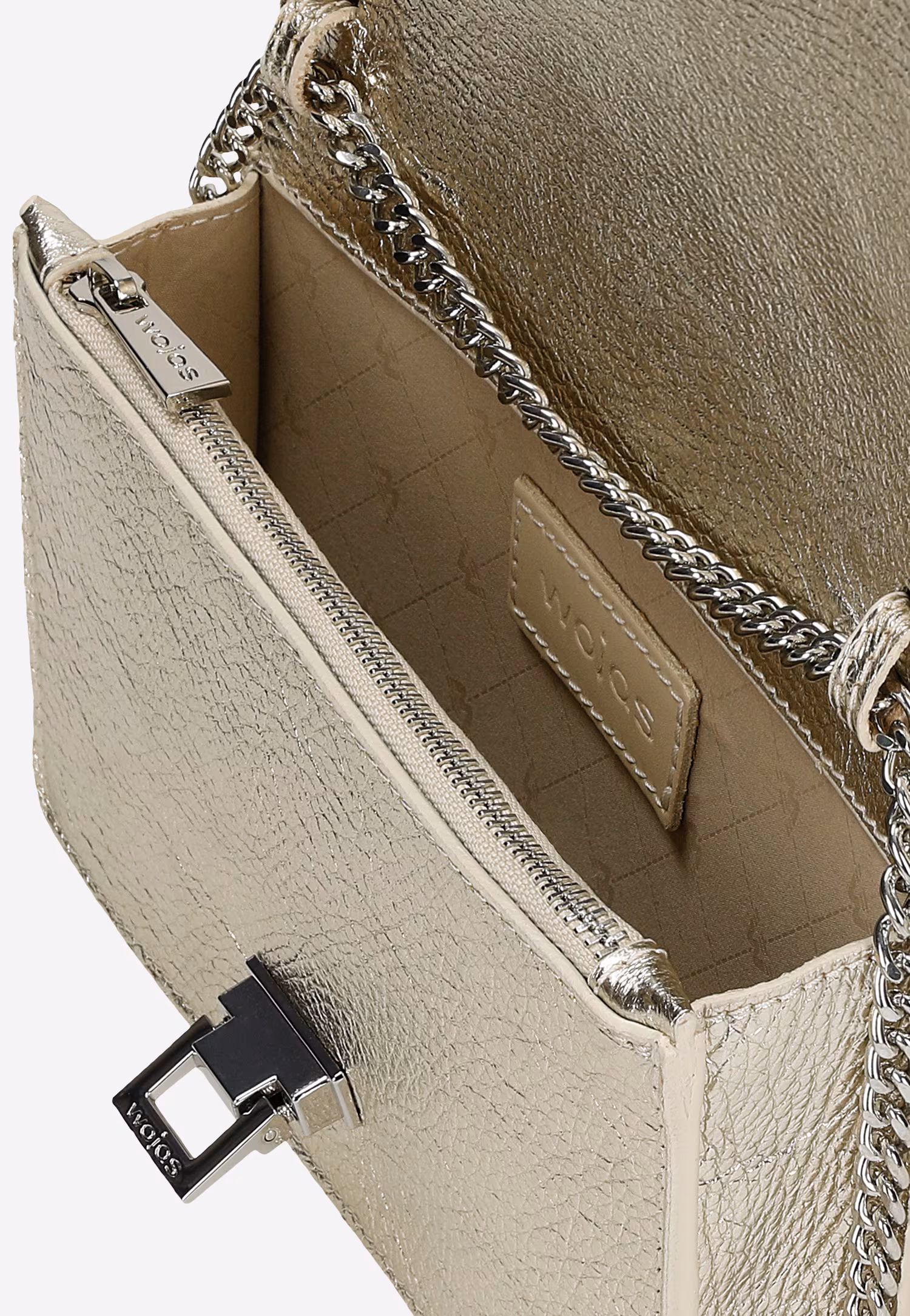 Złota wizytowa torebka damska ze skóry licowej