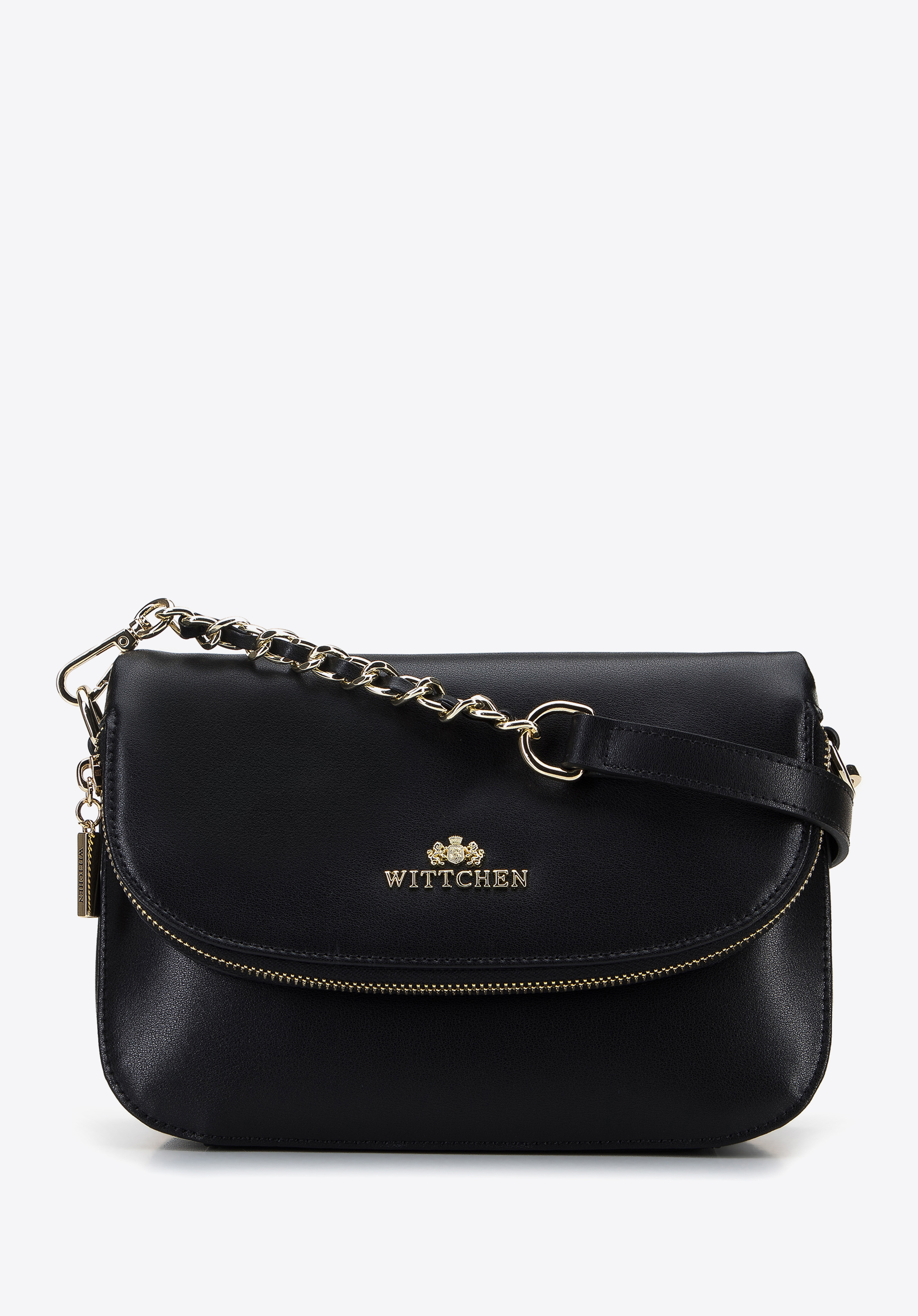 Damska listonoszka skórzana z kieszenią w klapie mała