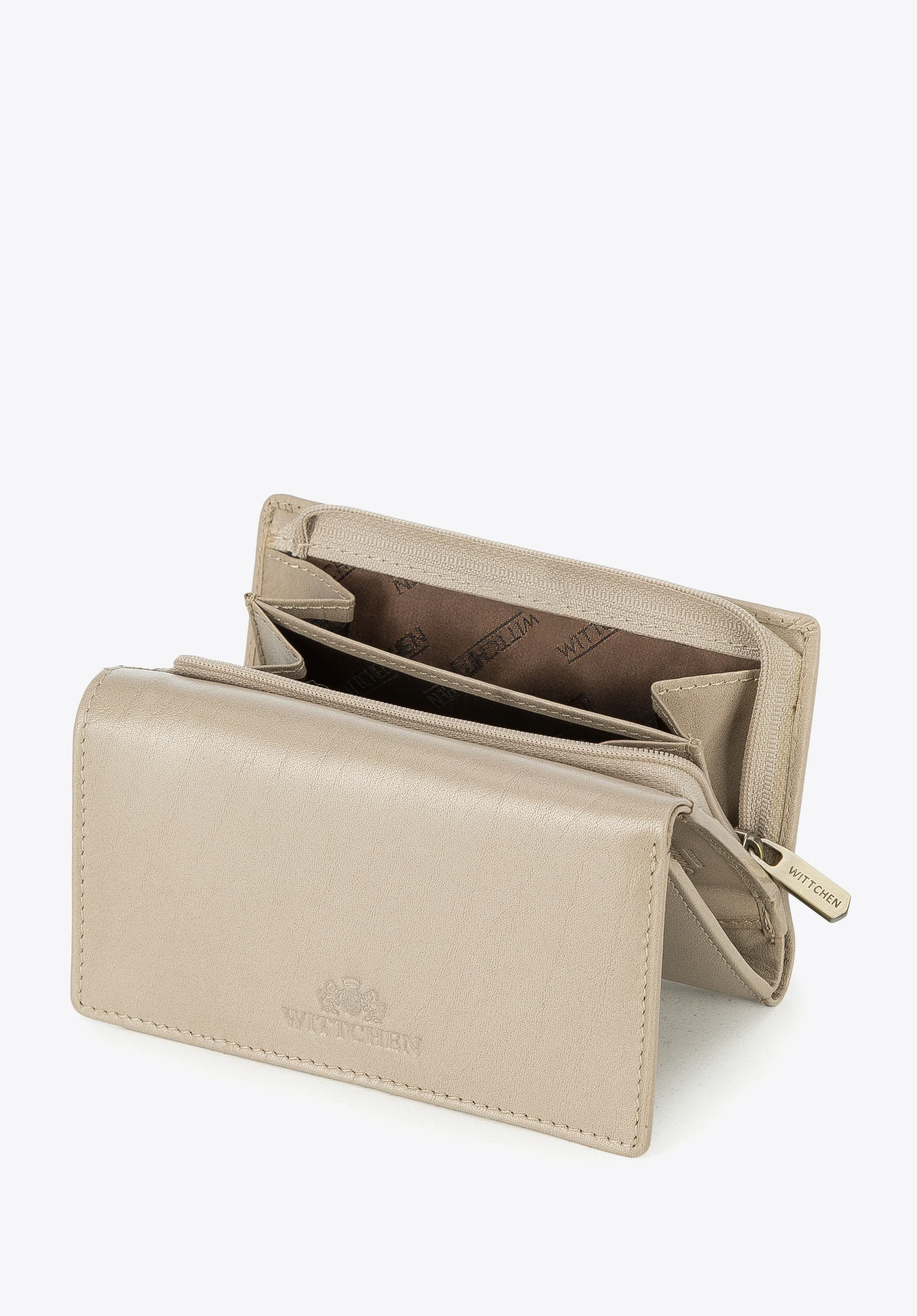 Damski portfel z gładkiej skóry średni