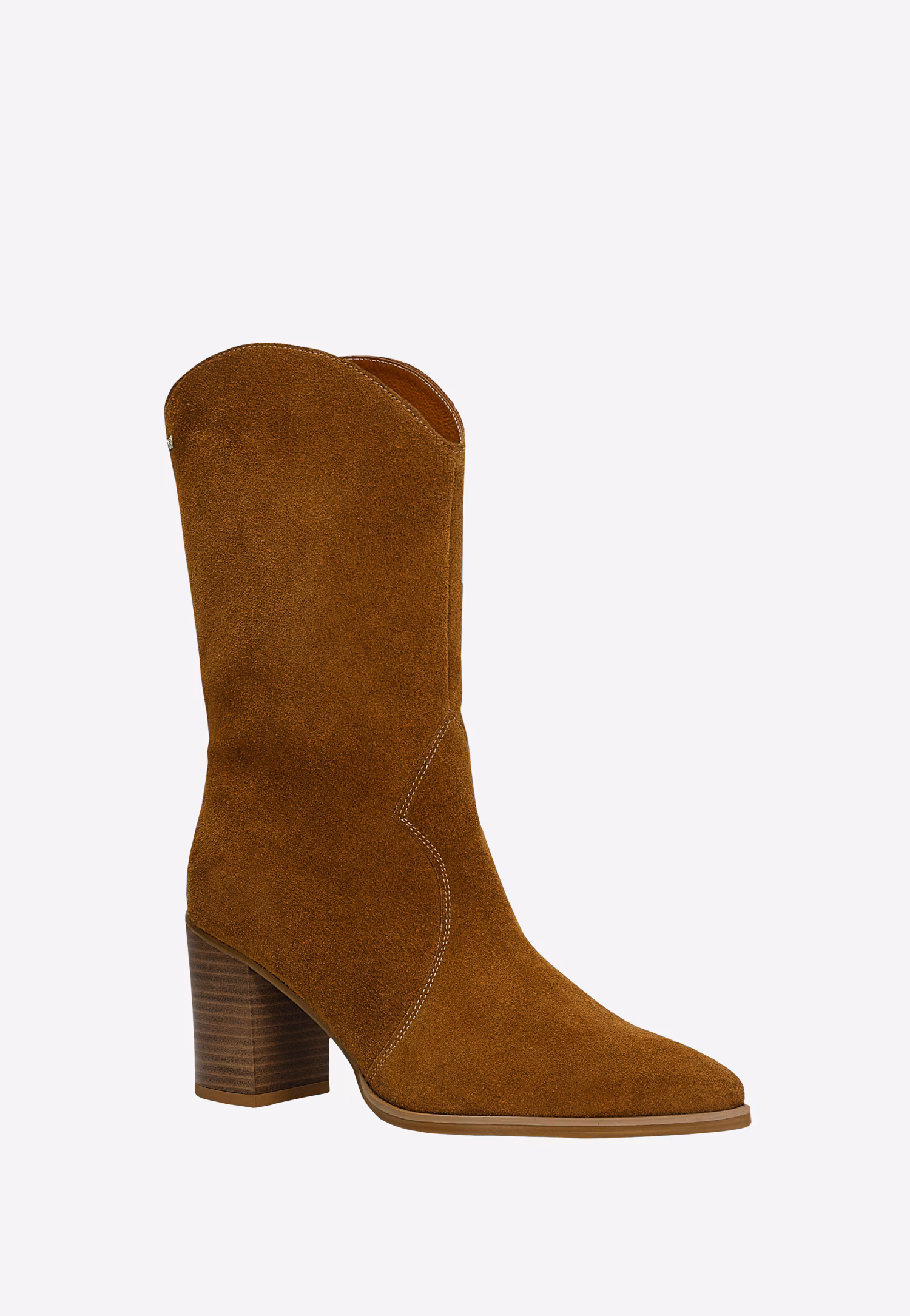 Brązowe kowbojki damskie na obcasie