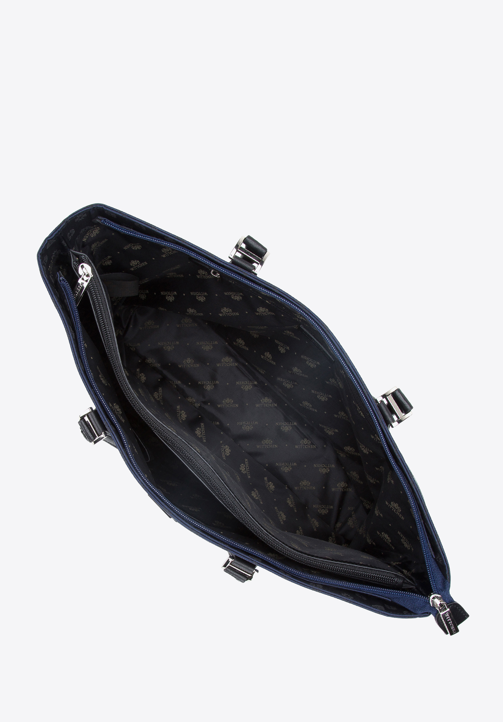 Torebka shopperka z żakardu z opaskami ze skóry