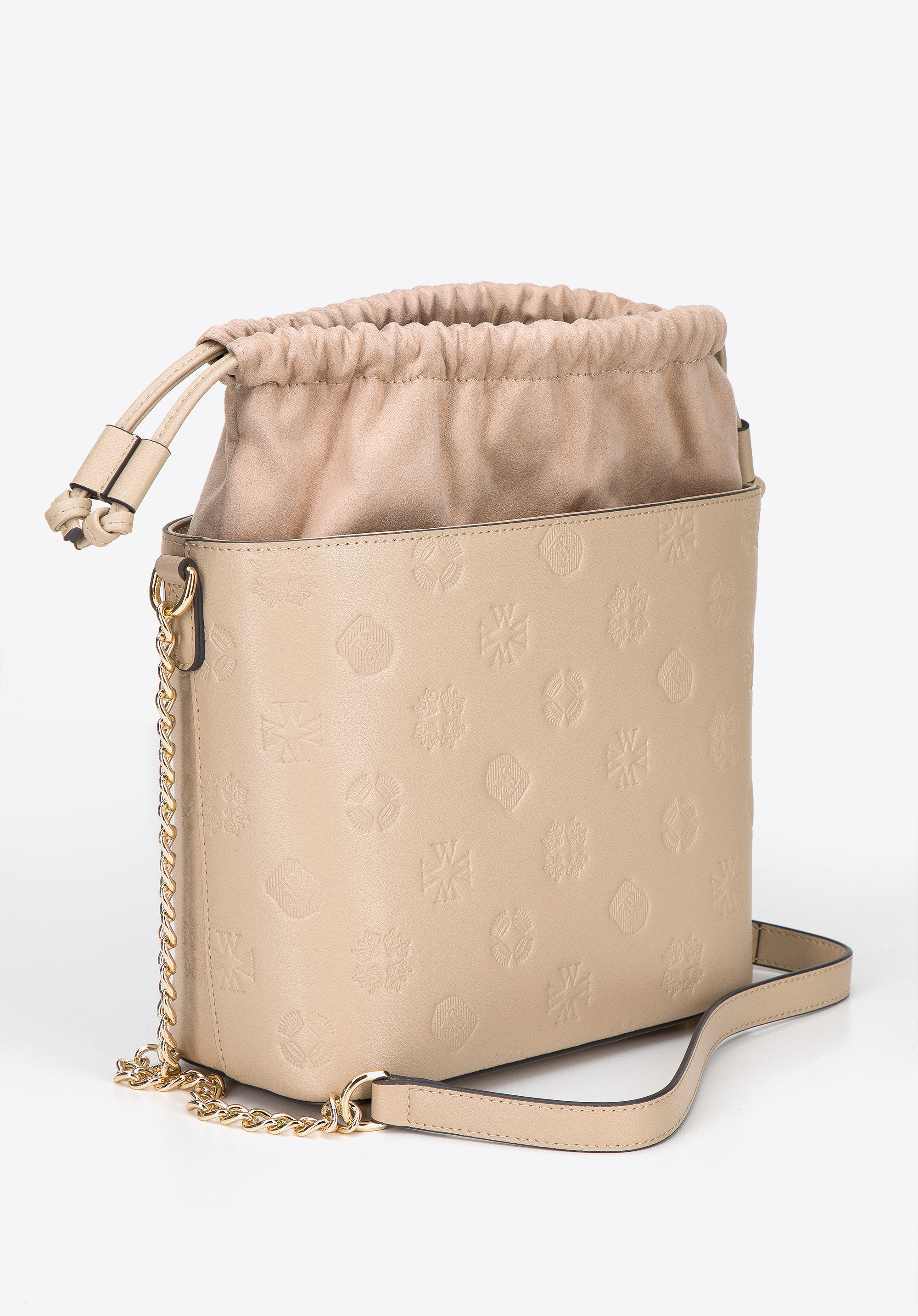 Torebka kubełek skórzana w monogram