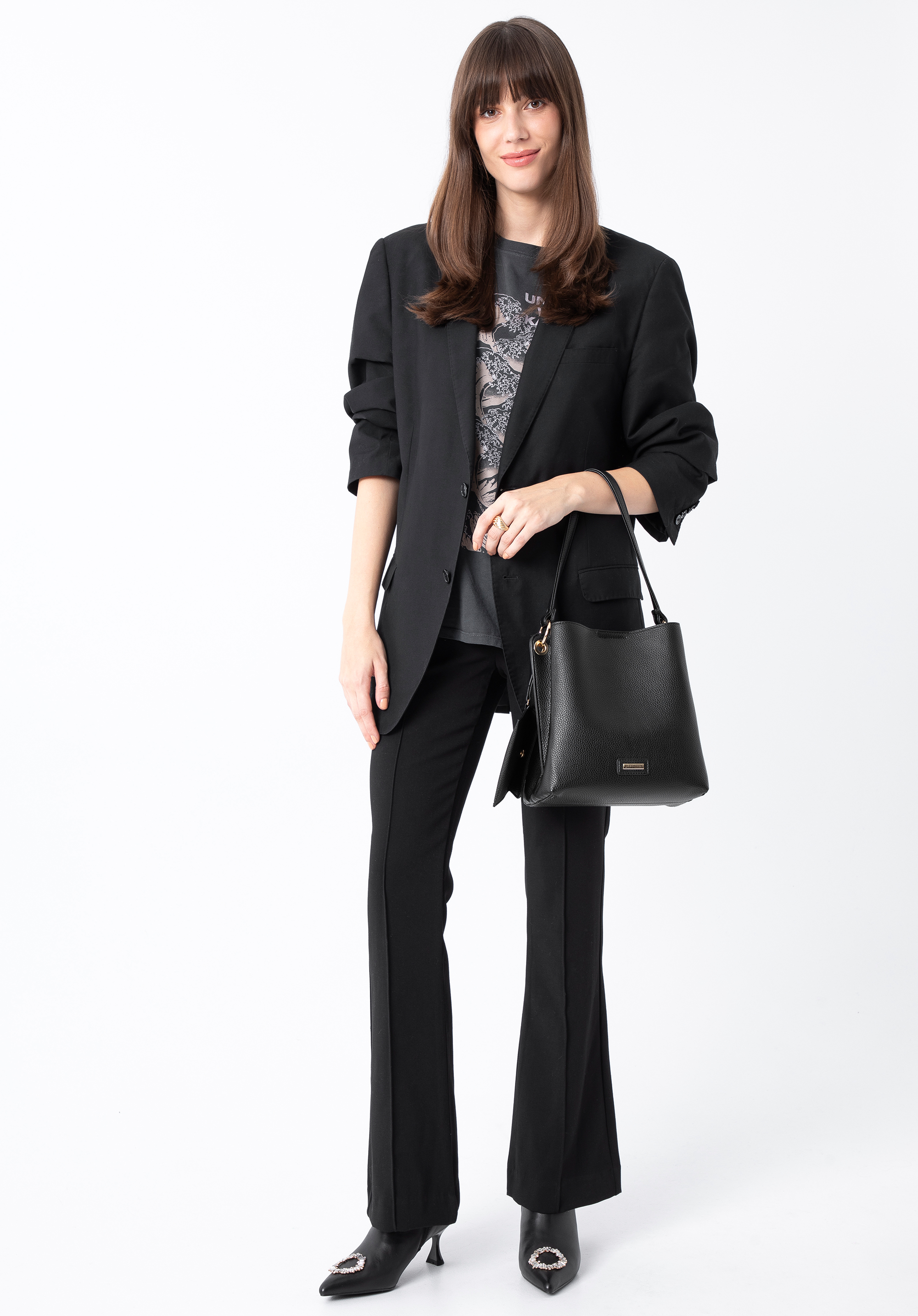 Torebka worek z ekoskóry dwukomorowa z etui