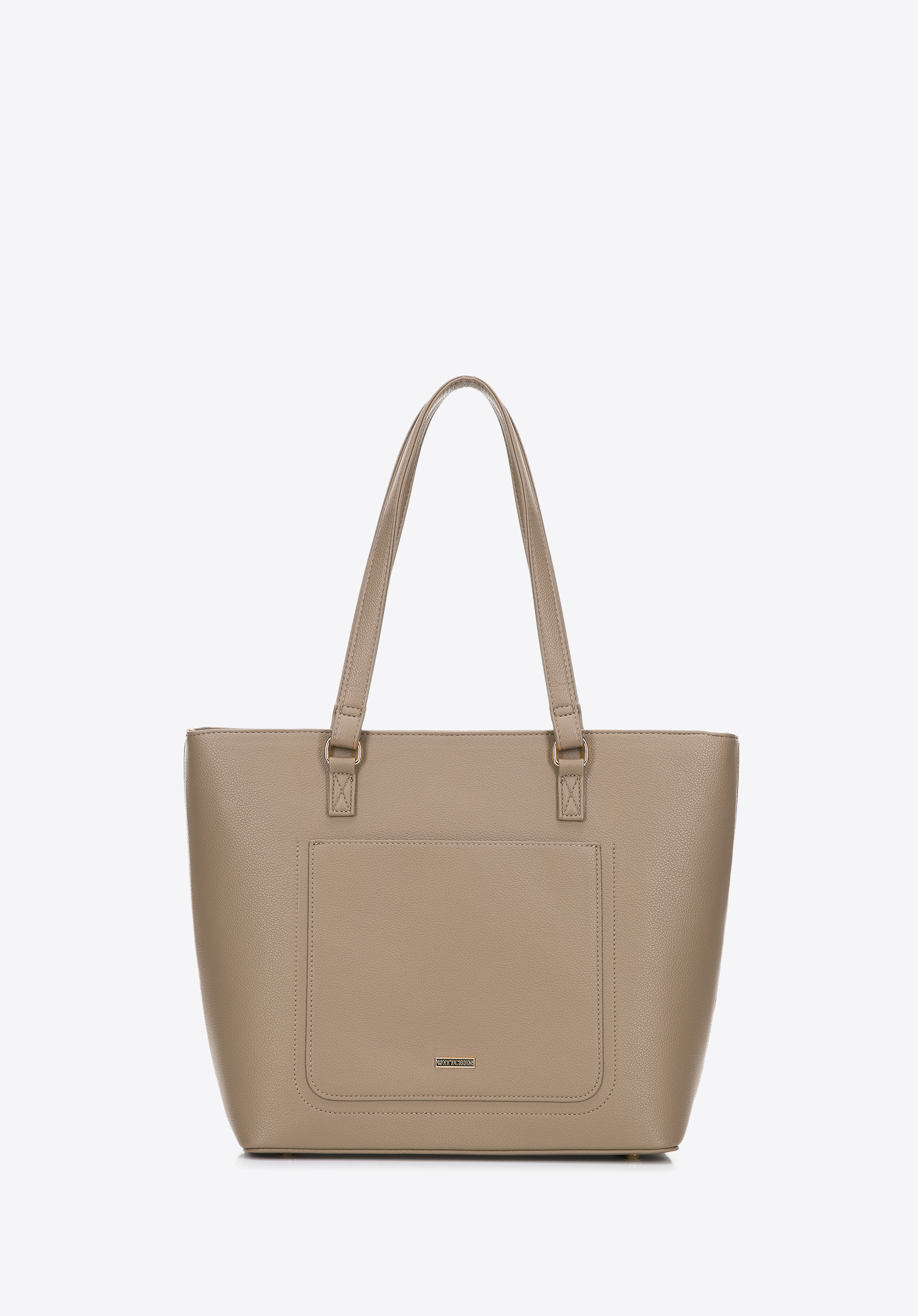 Torebka shopperka z ekoskóry z otwartą kieszenią z przodu