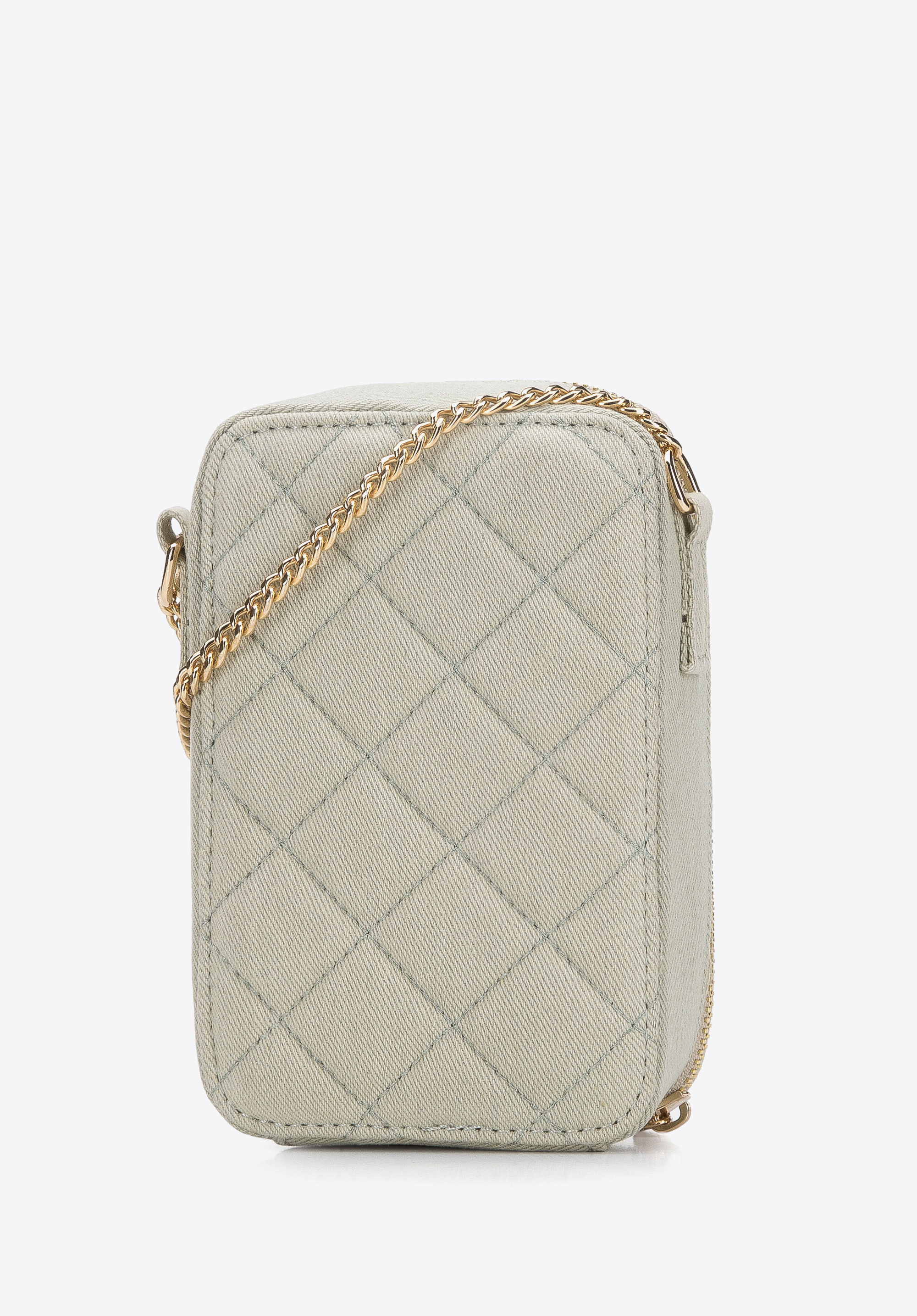 Damska minitorebka z pikowanego dżinsu na łańcuszku