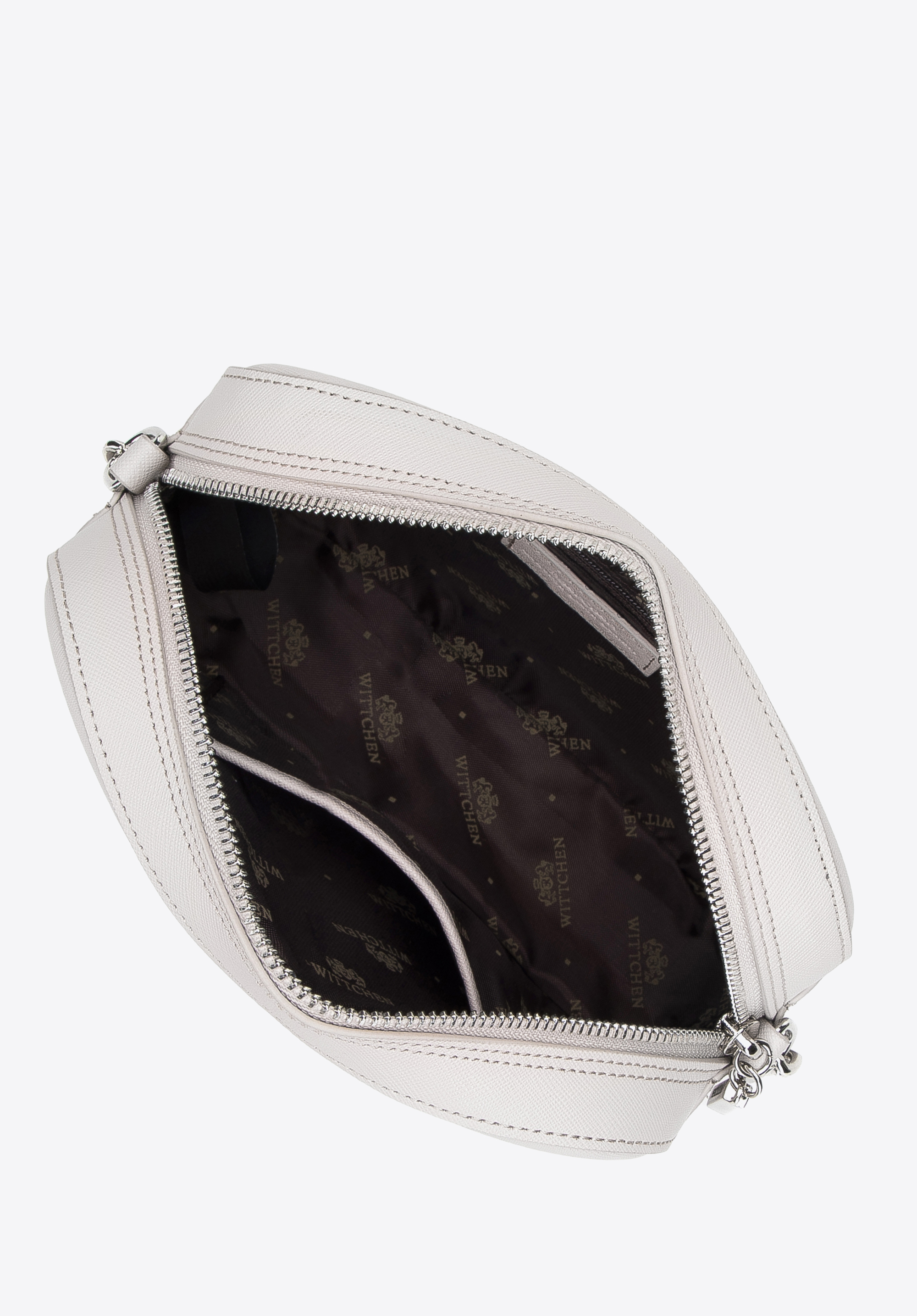 Damska listonoszka ze skóry saffiano pudełkowa na łańcuszku