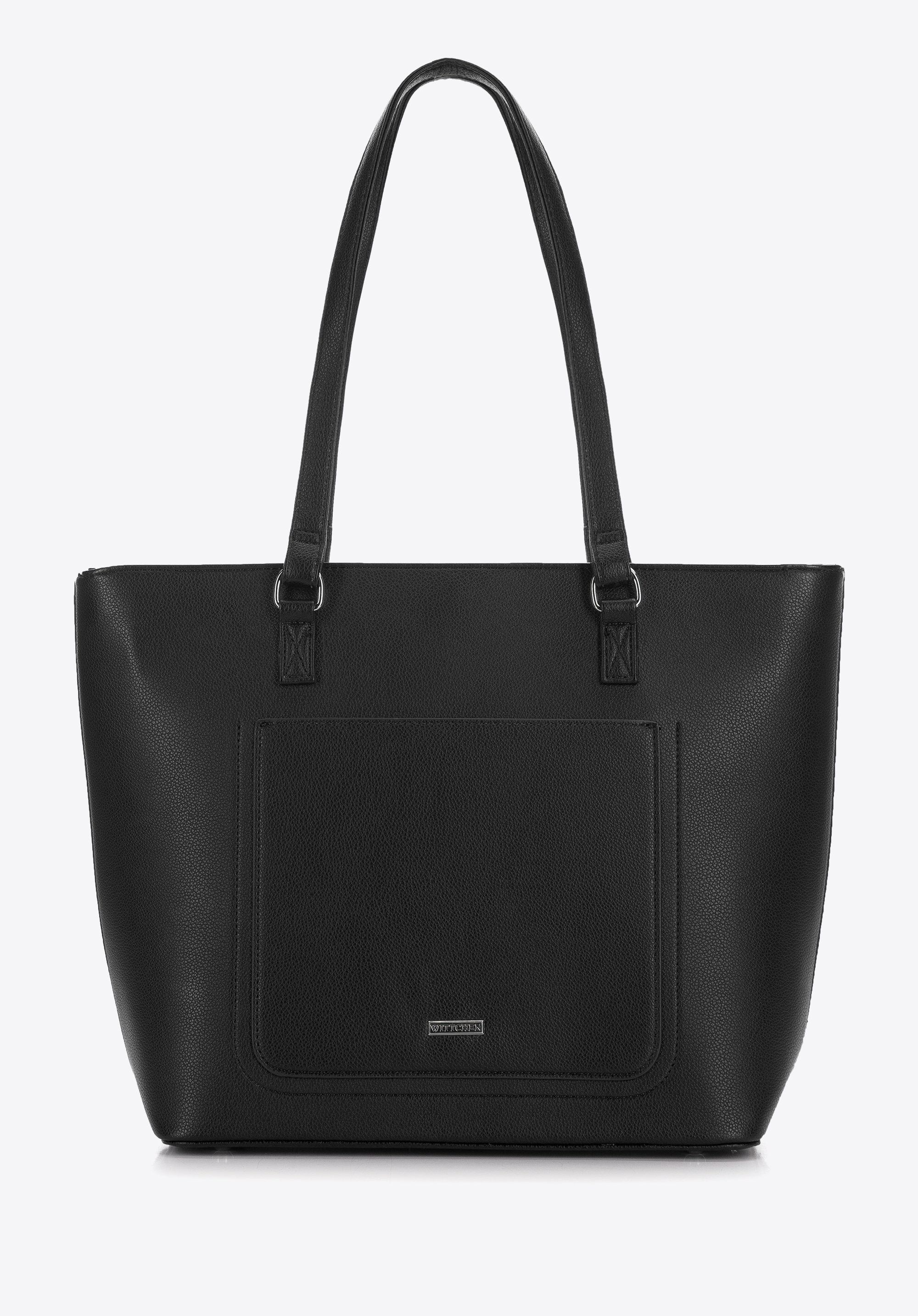 Torebka shopperka z ekoskóry z otwartą kieszenią z przodu