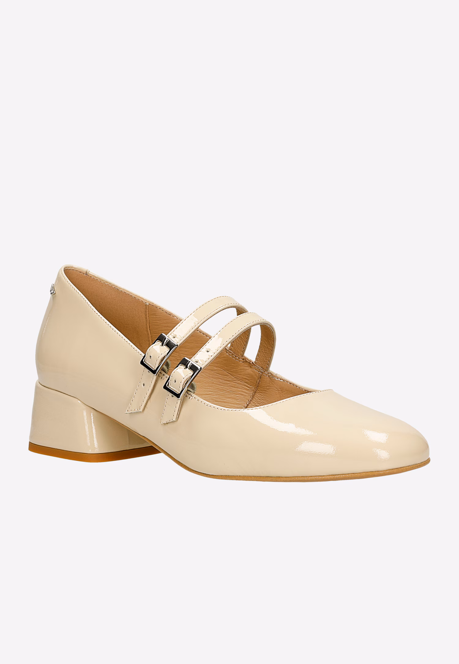 Lakierowane damskie Mary Jane na obcasie