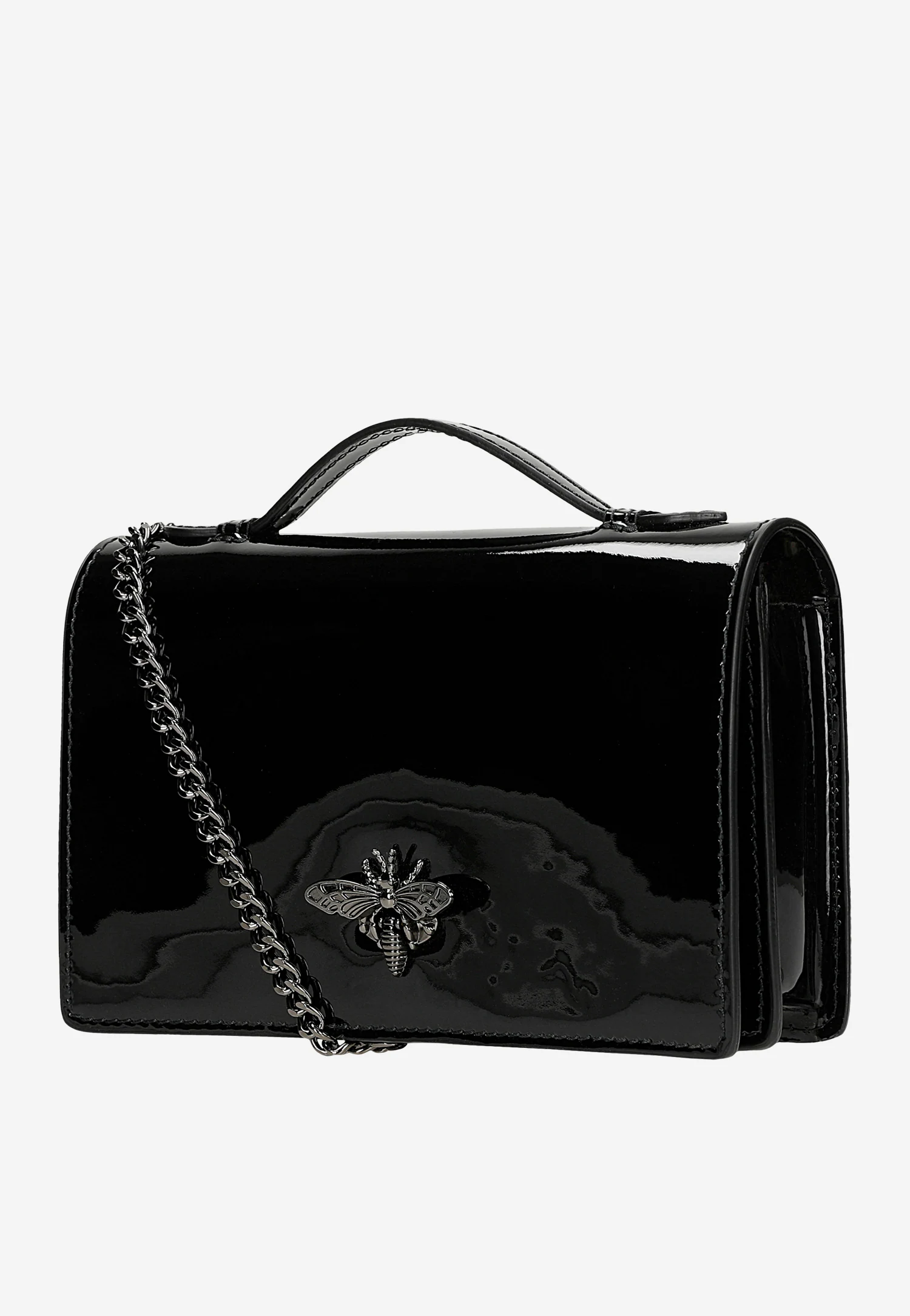 Beżowa skórzana torebka z owadem