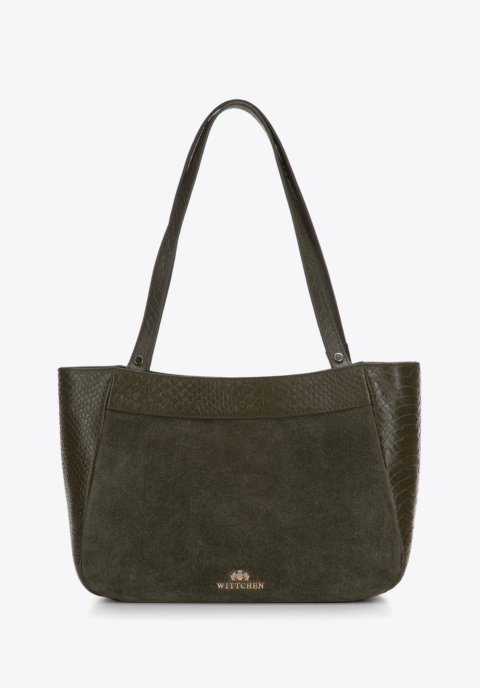 Torebka shopperka z dwóch rodzajów skór