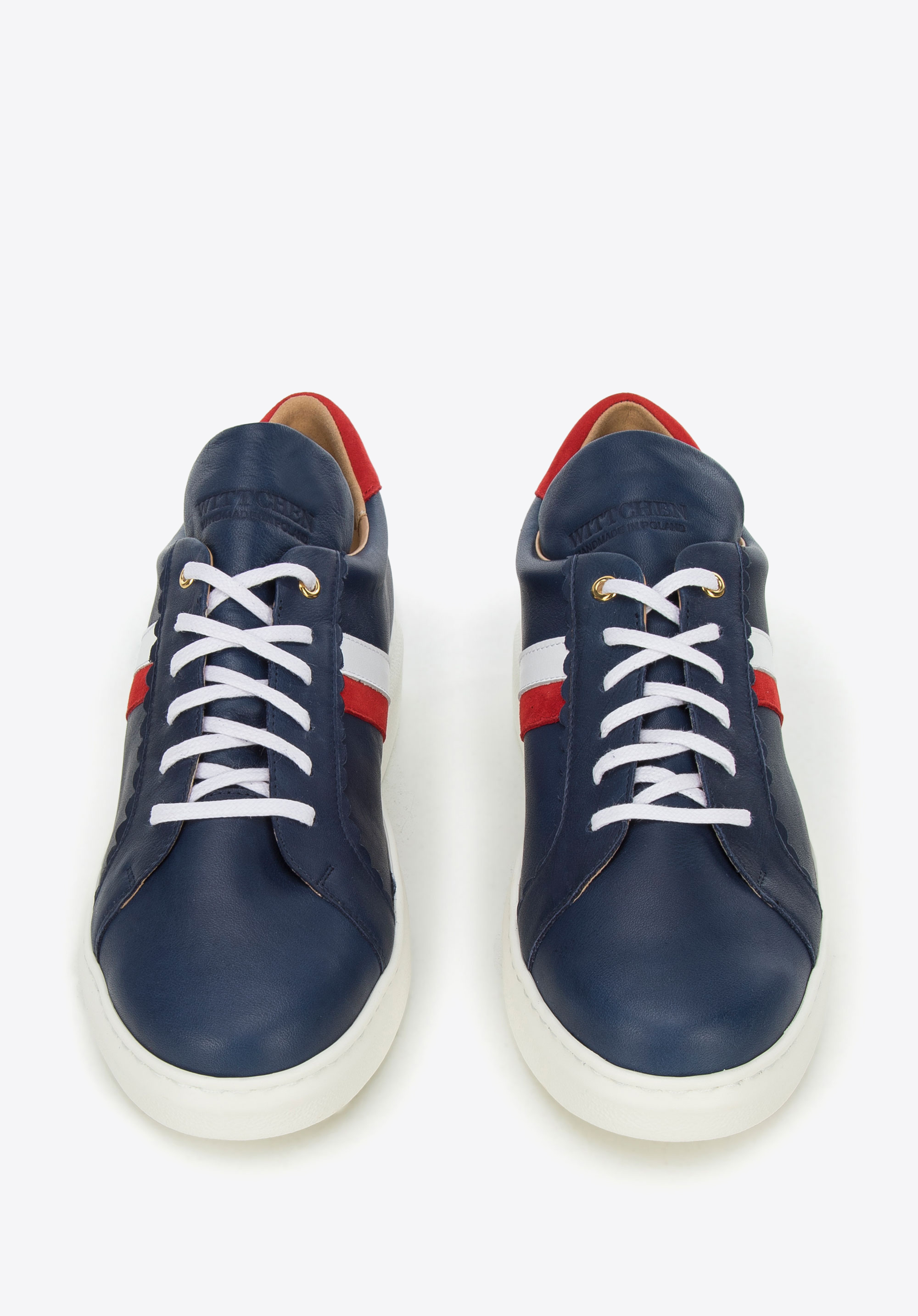 Damskie sneakersy skórzane z falbanką