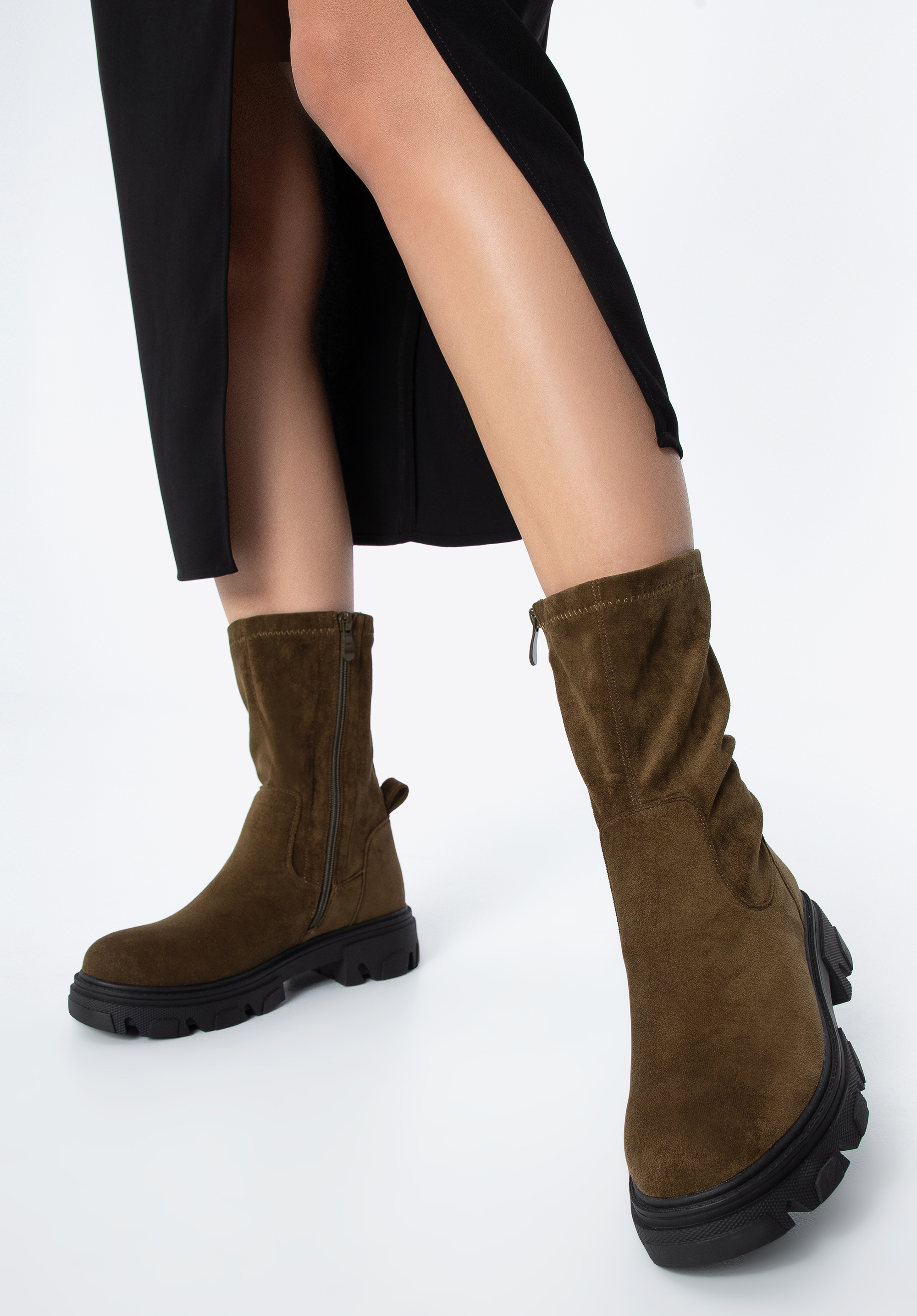 Damskie botki z elastyczną cholewką