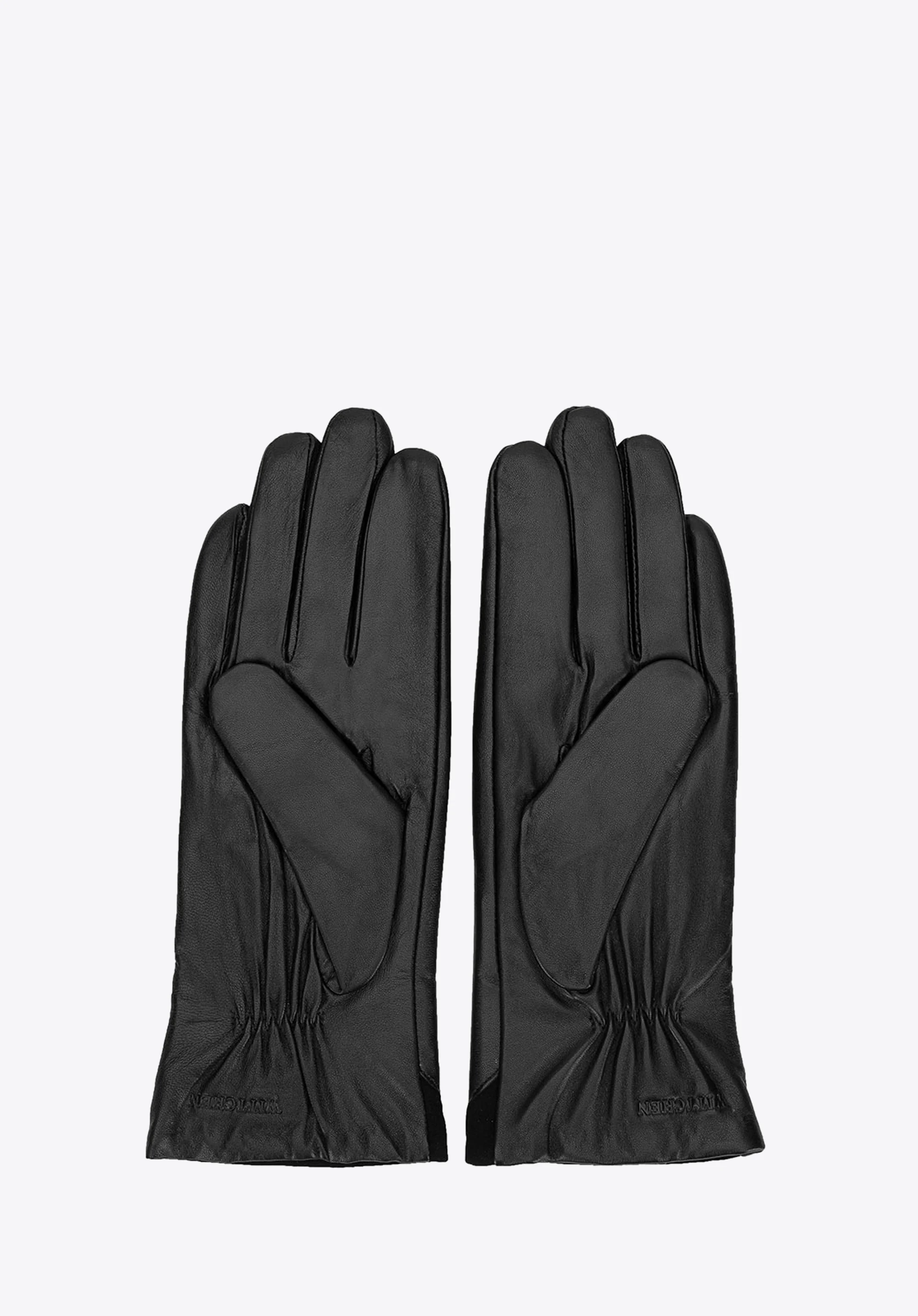 Damskie rękawiczki ze skóry z zamszową wstawką