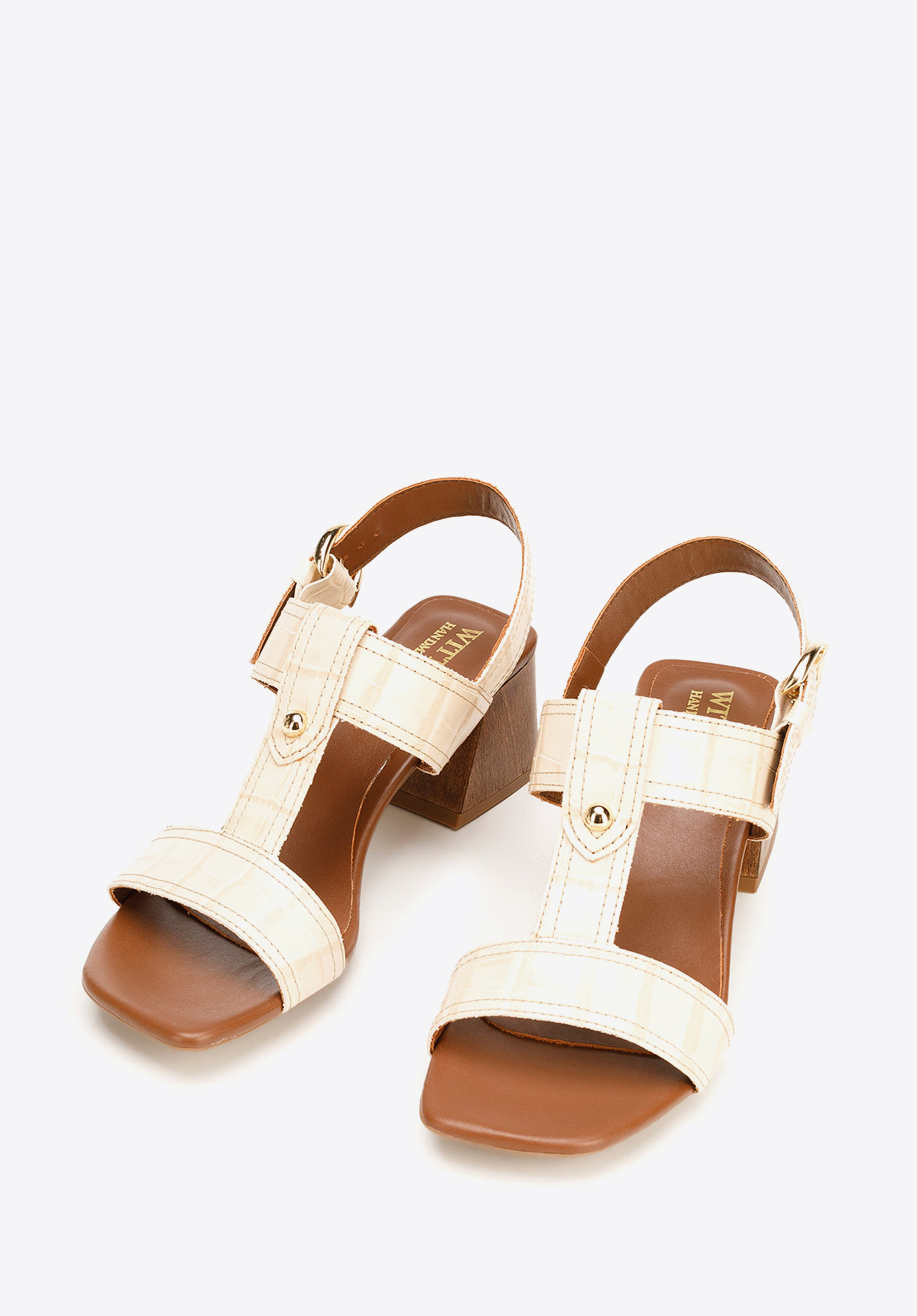 Sandały ze skóry croco na słupku