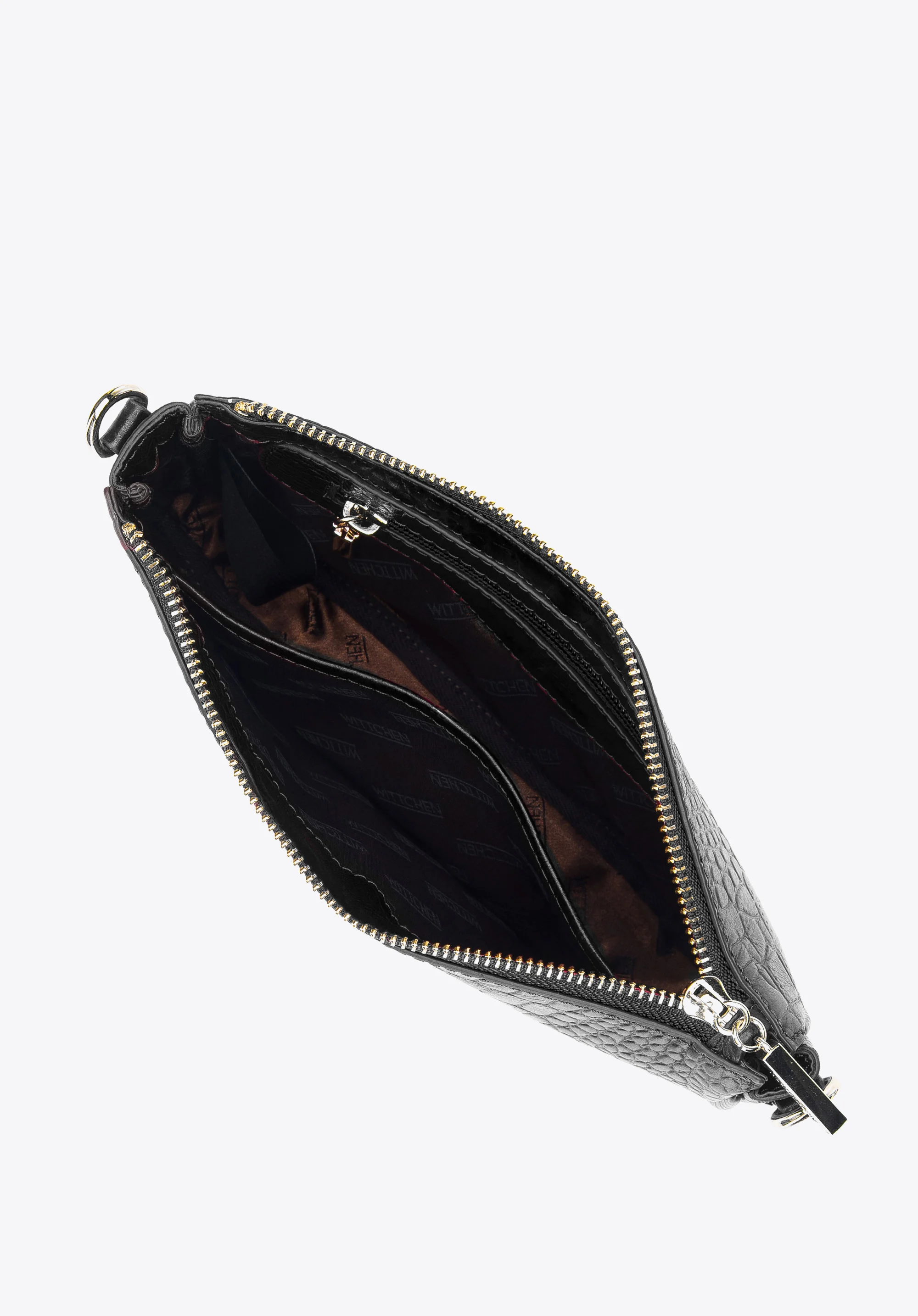 Damska torebka ze skóry o fakturze croco podwójna z etui