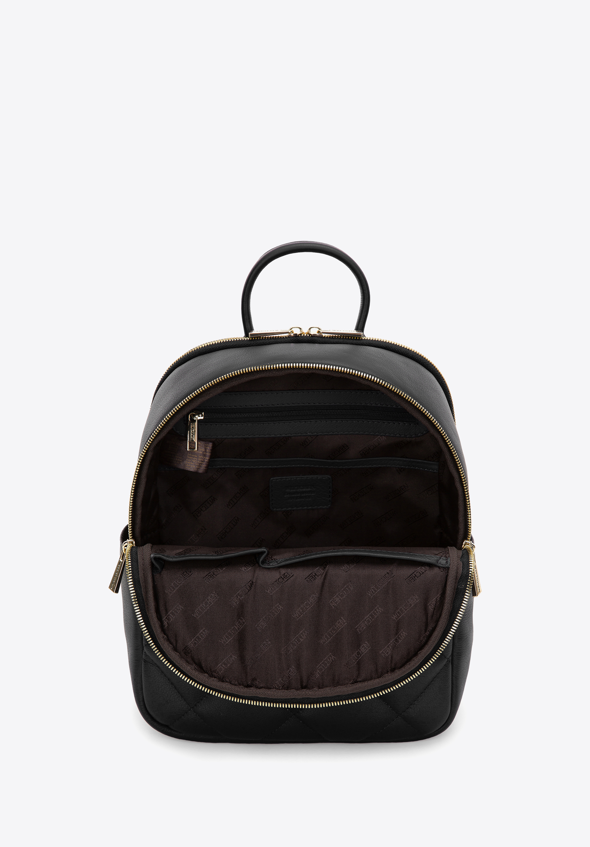 Damski plecak z pikowanej skóry dwukomorowy