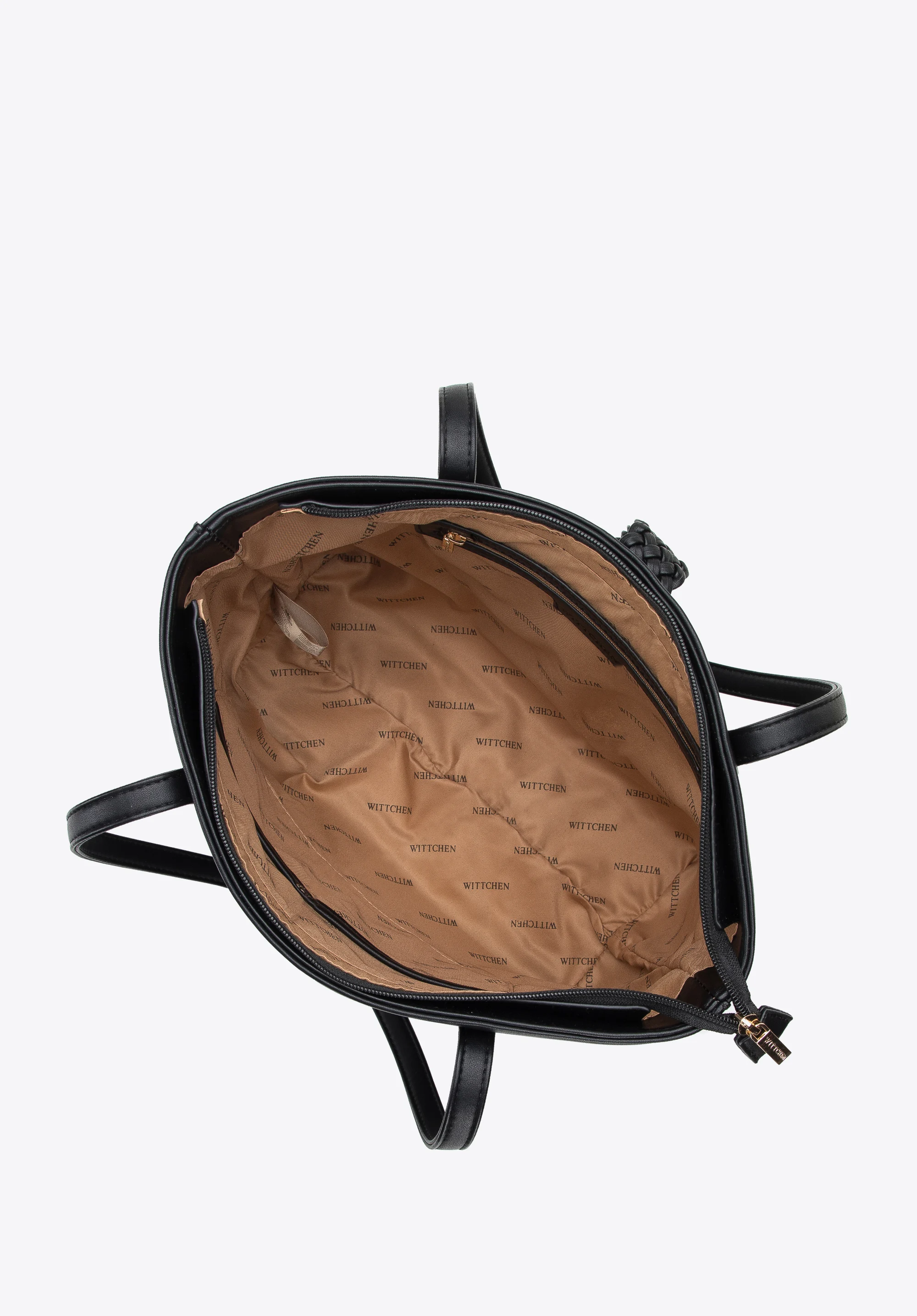 Torebka shopperka z paskiem z plecionki