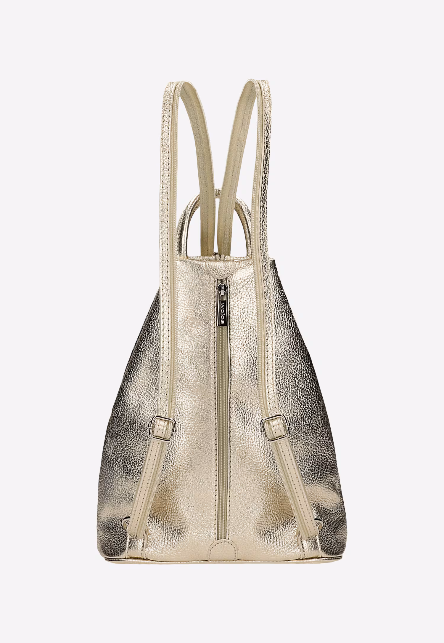 Beżowy trójkątny plecak miejski z suwakiem