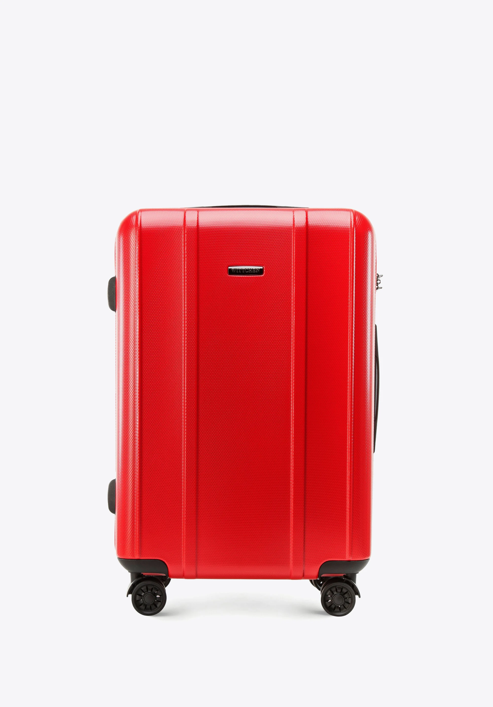 Walizka kabinowa z polikarbonu z pionowymi tłoczeniami