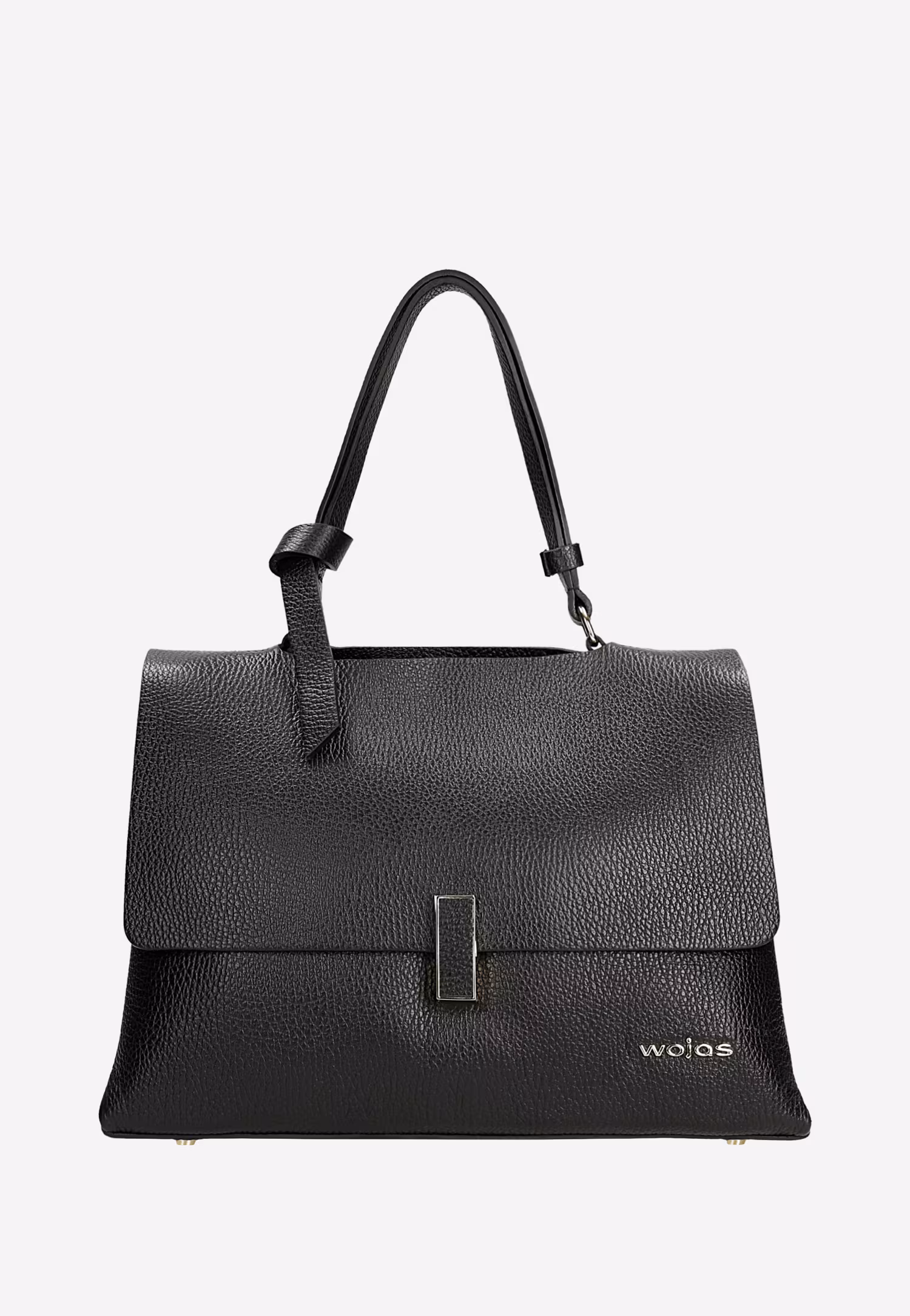 Czarna skórzana torebka kuferek z metalowym zapięciem